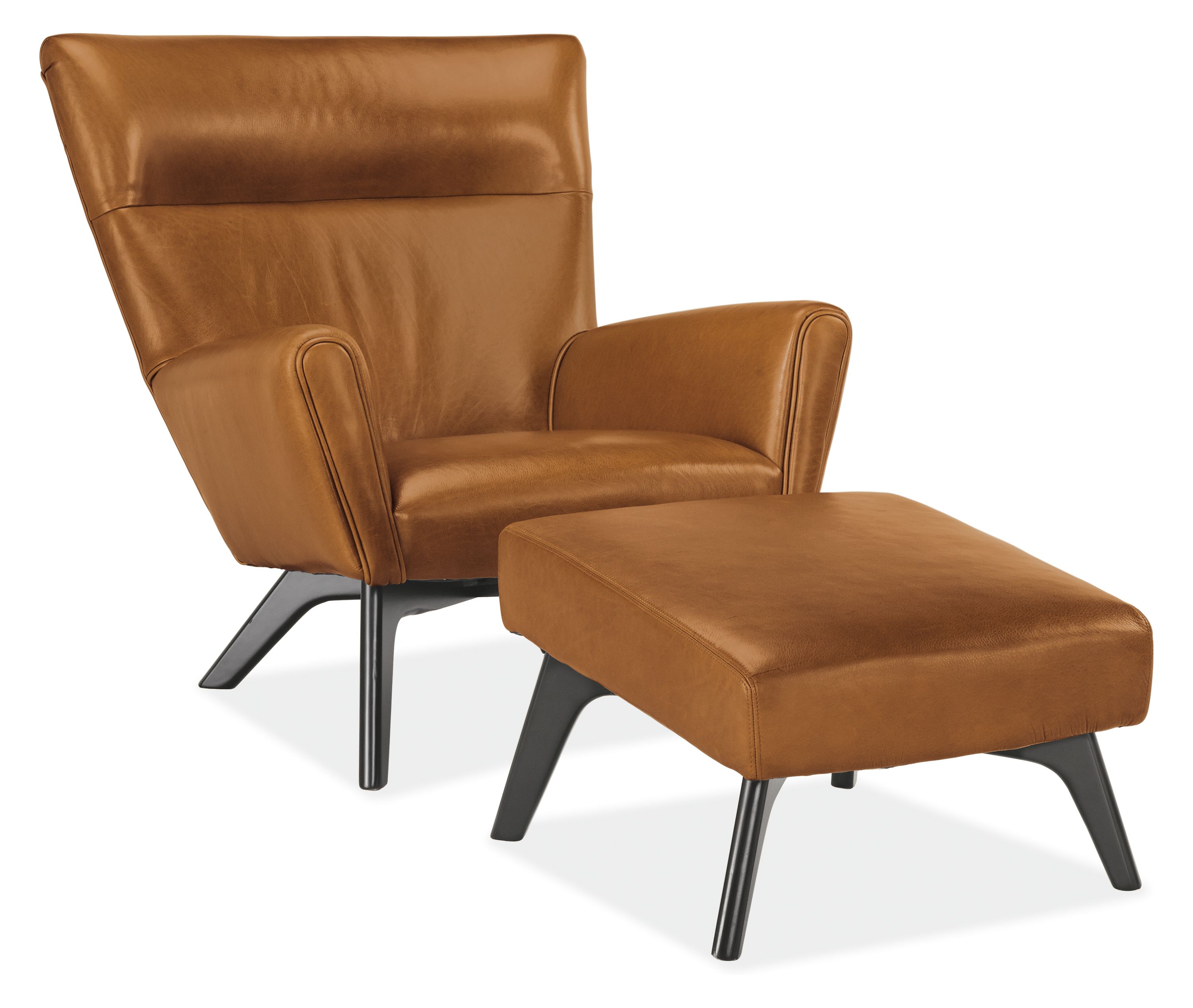 Boden Chair and Ottoman in Portofino Cognac.