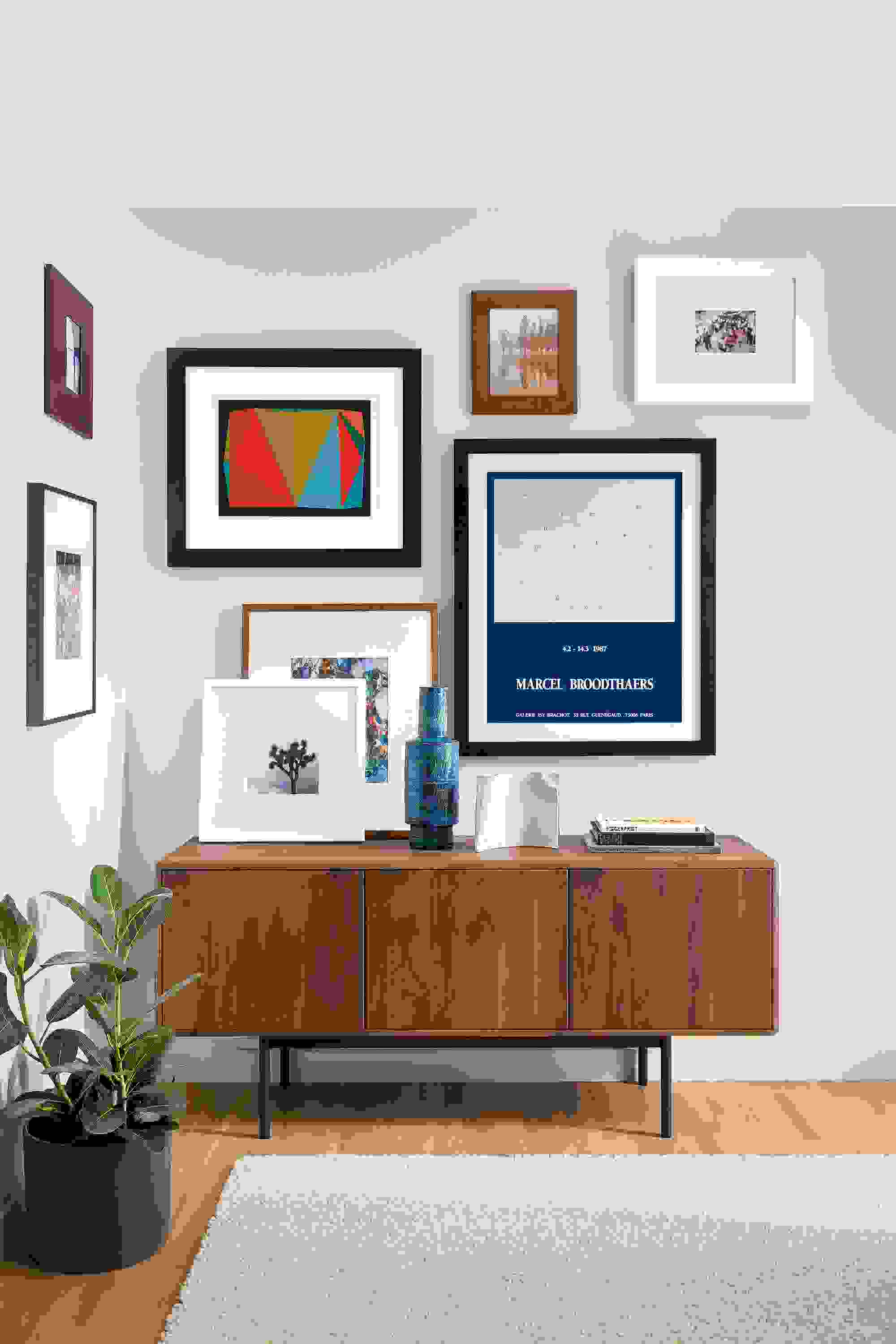 Detail of Henri Boissiere frame wall in entryway.
