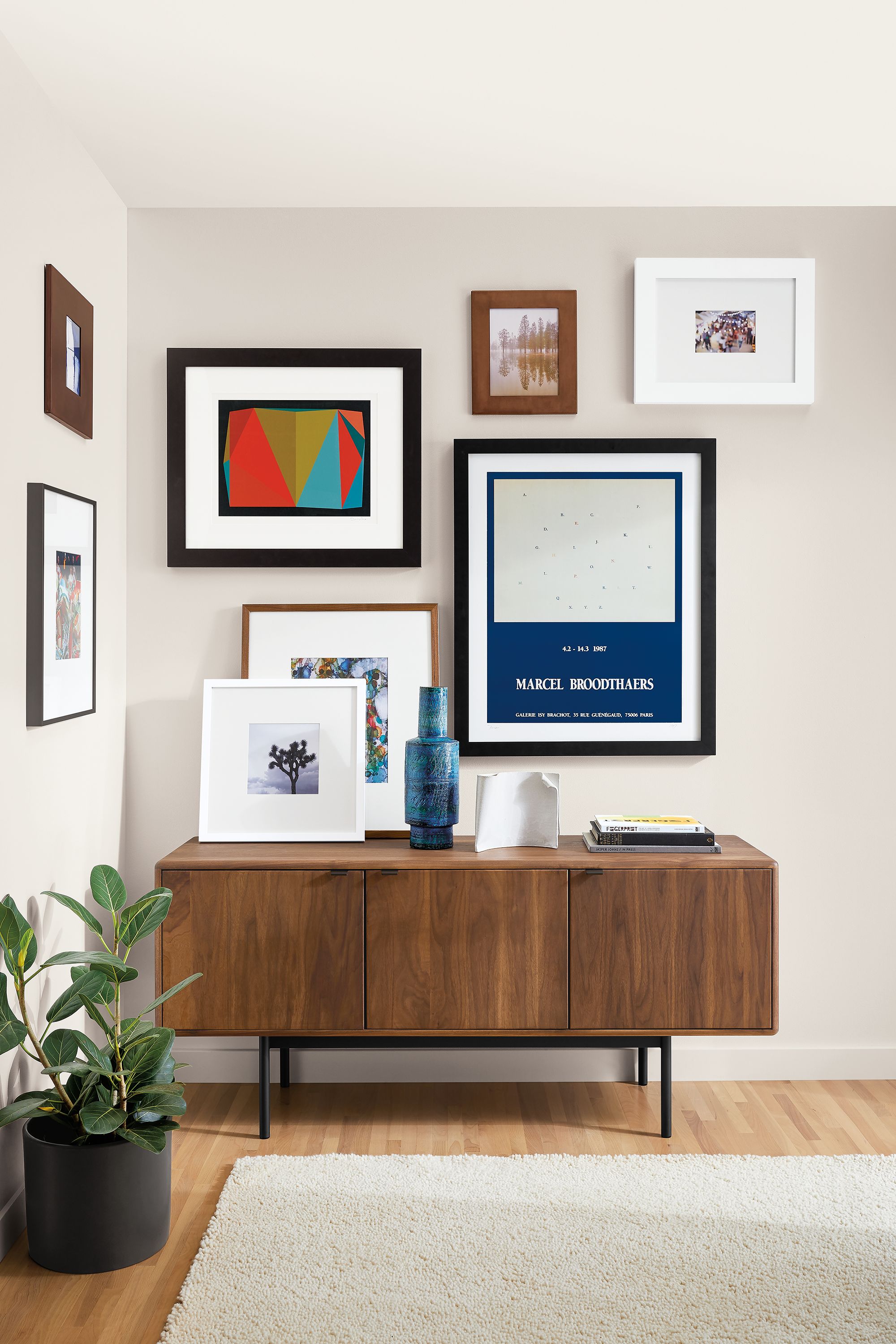 Detail of Henri Boissiere frame wall in entryway.