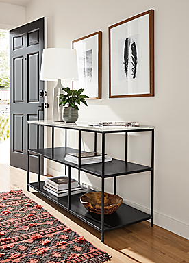 Side detail of Bowen console table in entryway.