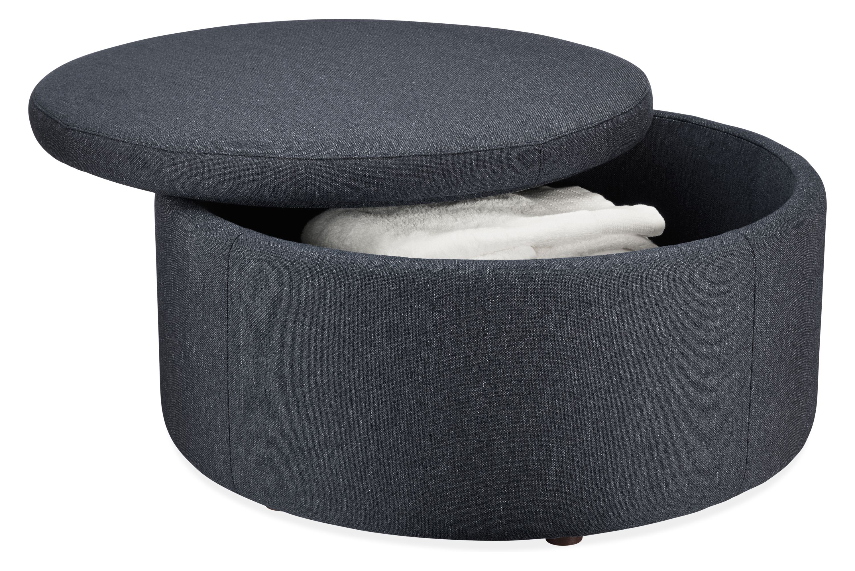 Round outdoor outlet storage ottoman