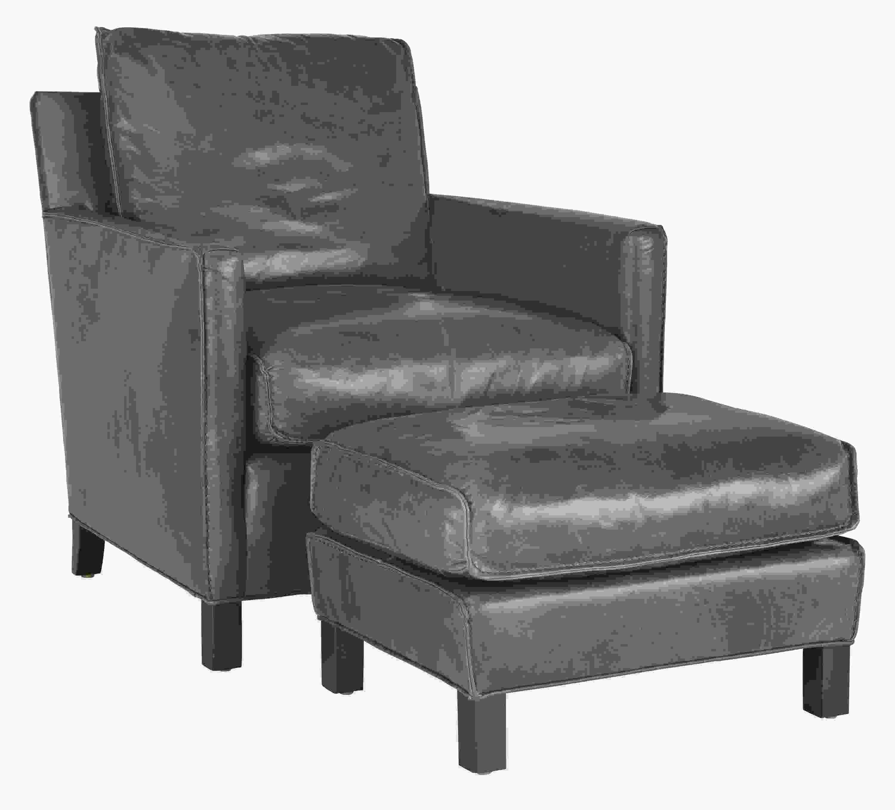 Bram Chair and Ottoman in Vento Smoke.