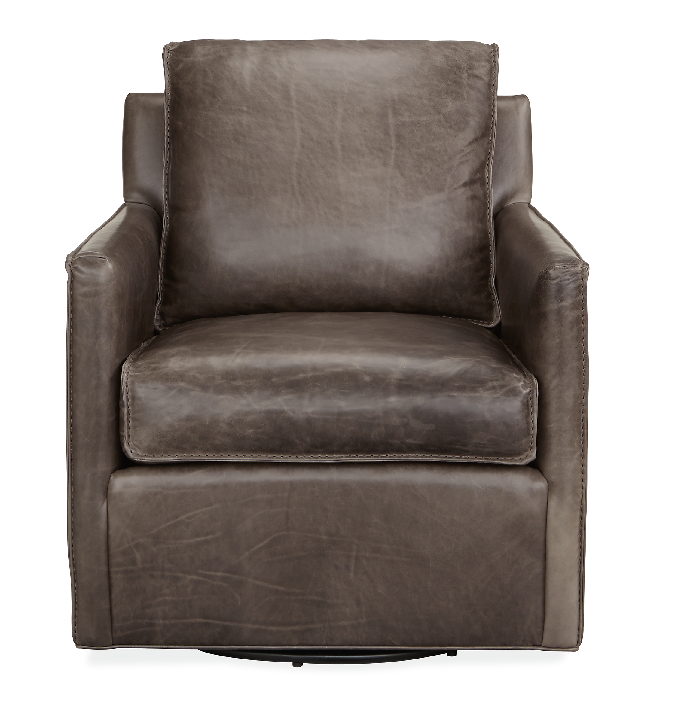 Front view of Bram Swivel Chair in Vento Smoke.
