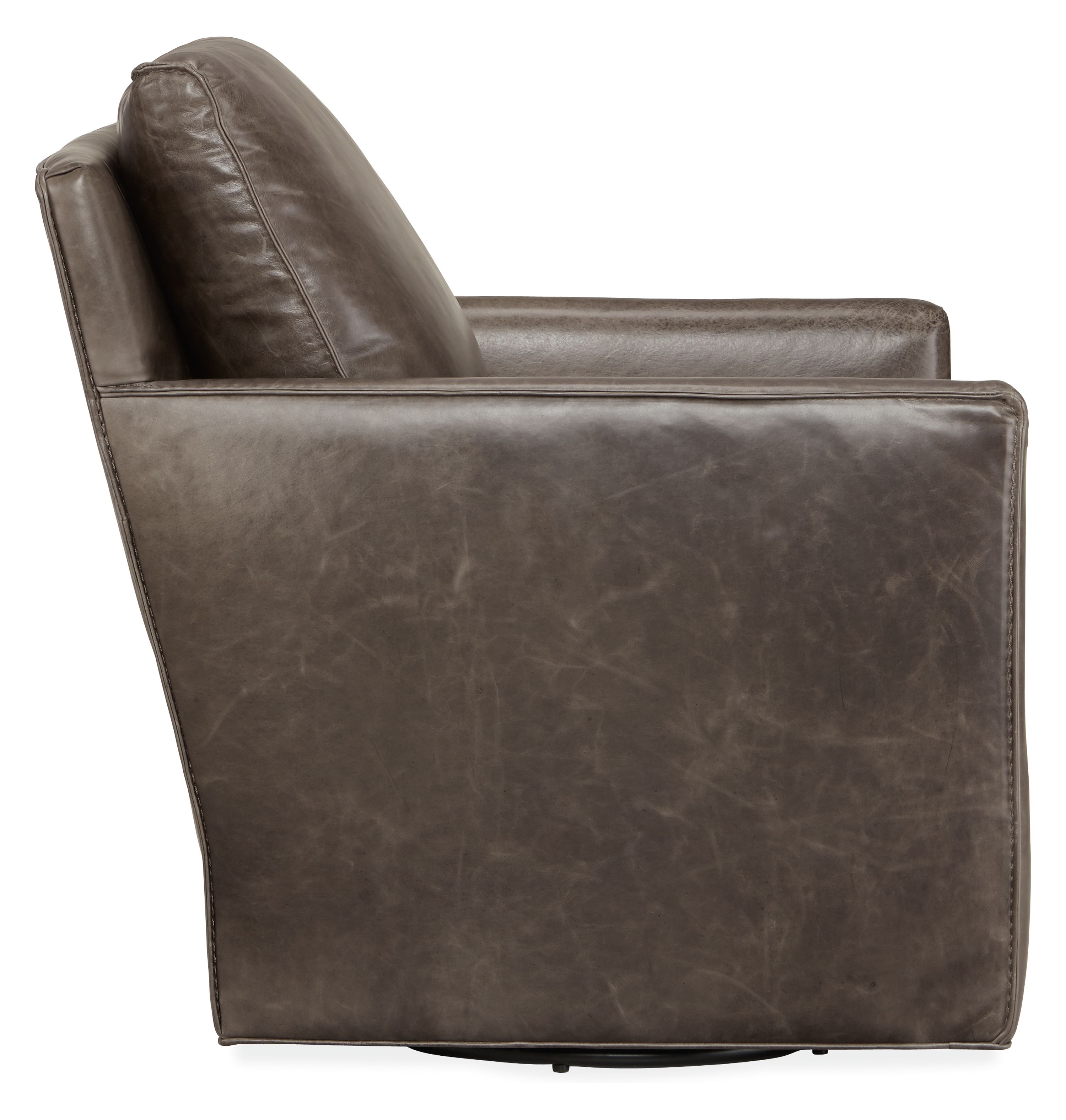 Side view of Bram Swivel Chair in Vento Smoke.