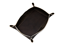 Detail of Brando 10-wide Leather Valet Tray in Smoke.