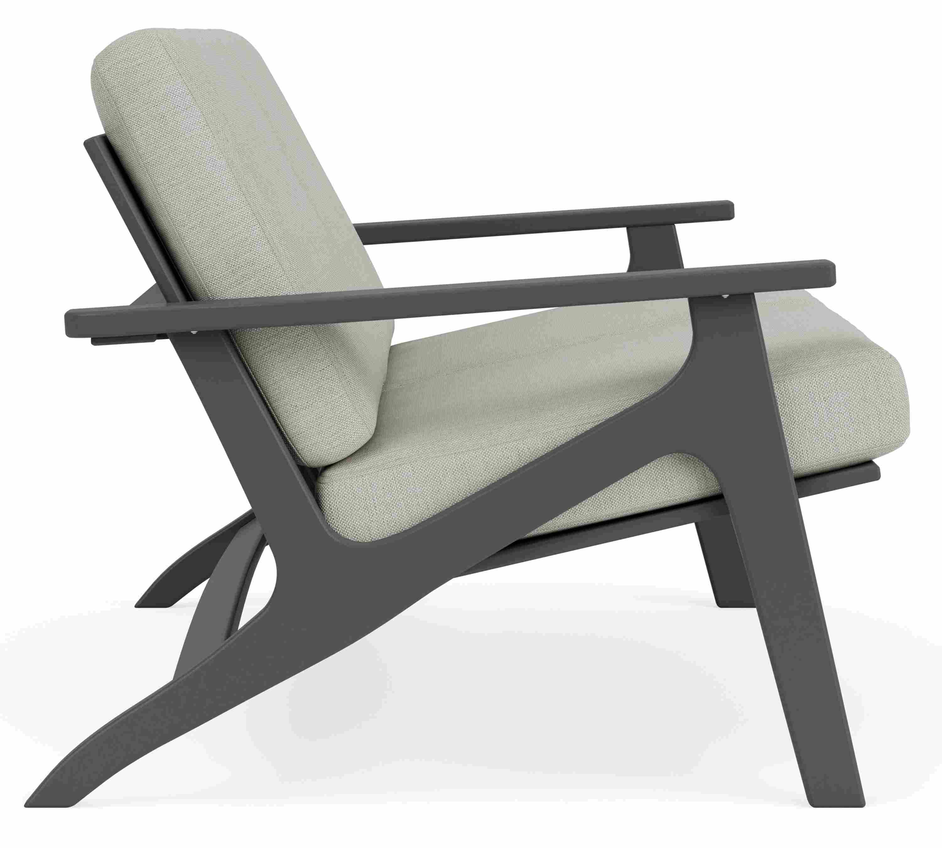 side view of Breeze Sofa in Grey with Mist Grey Cushion.