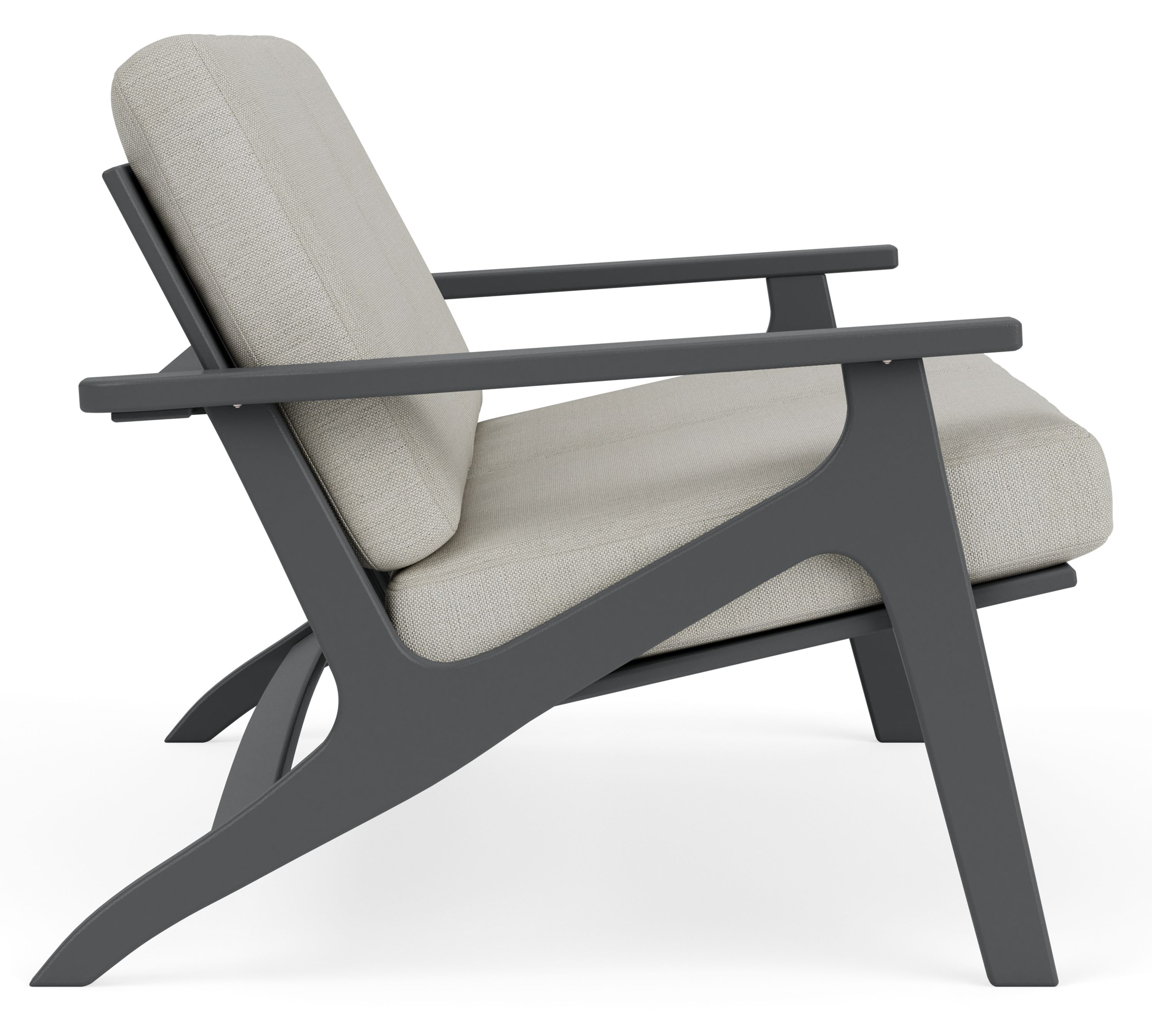 side view of Breeze Sofa in Grey with Mist Grey Cushion.