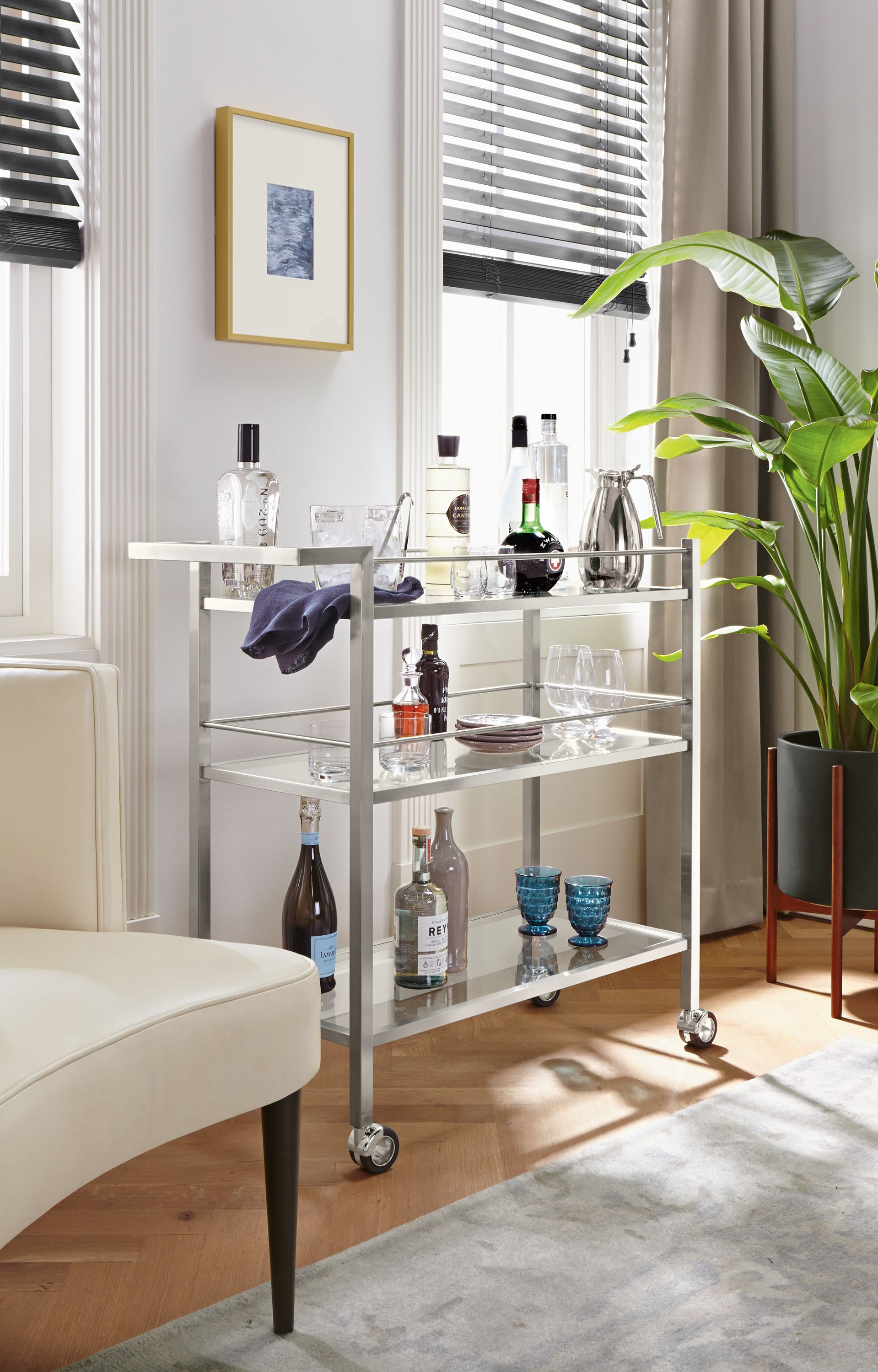 Side detail of Brixton bar cart.