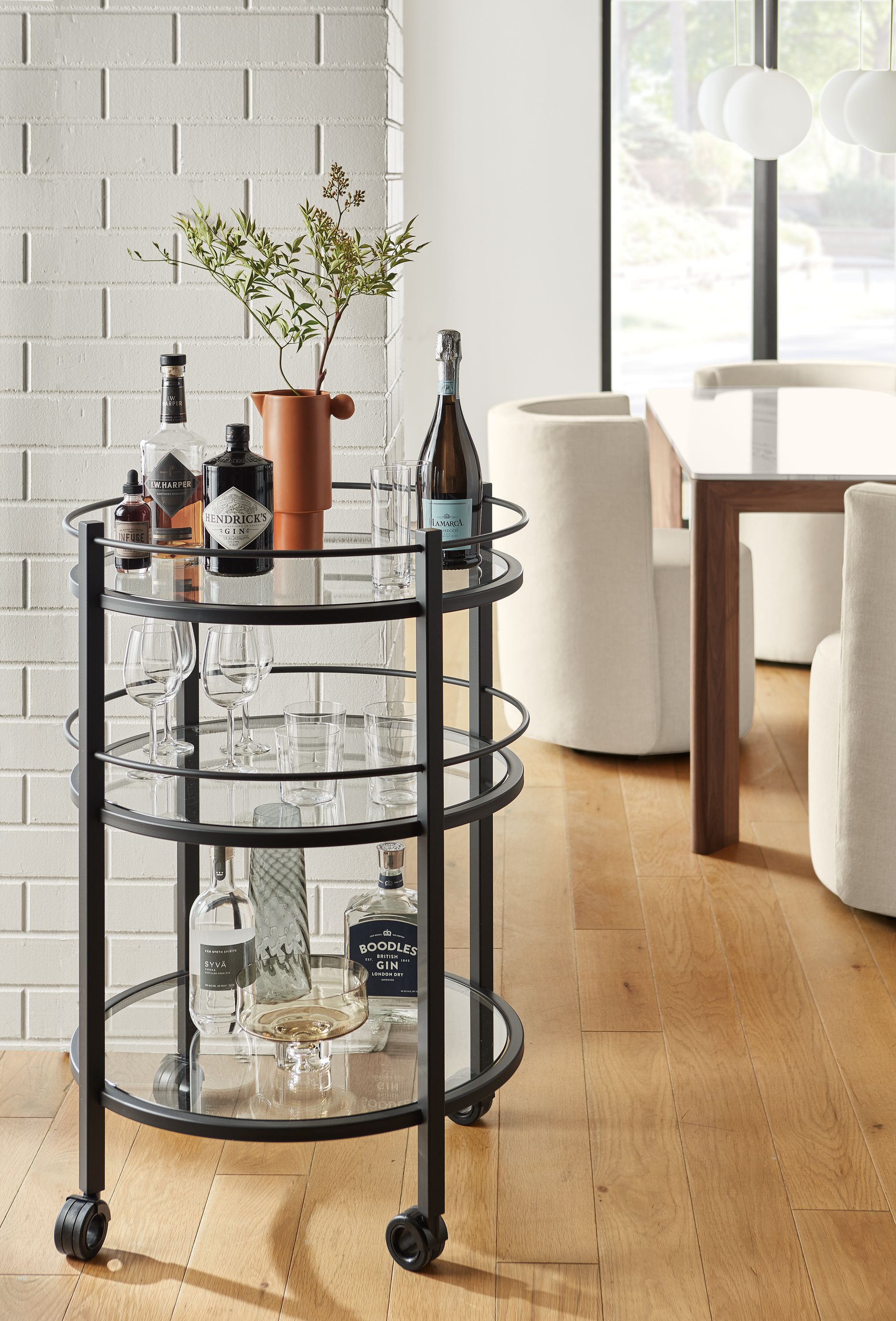 25 diam bar cart in graphite