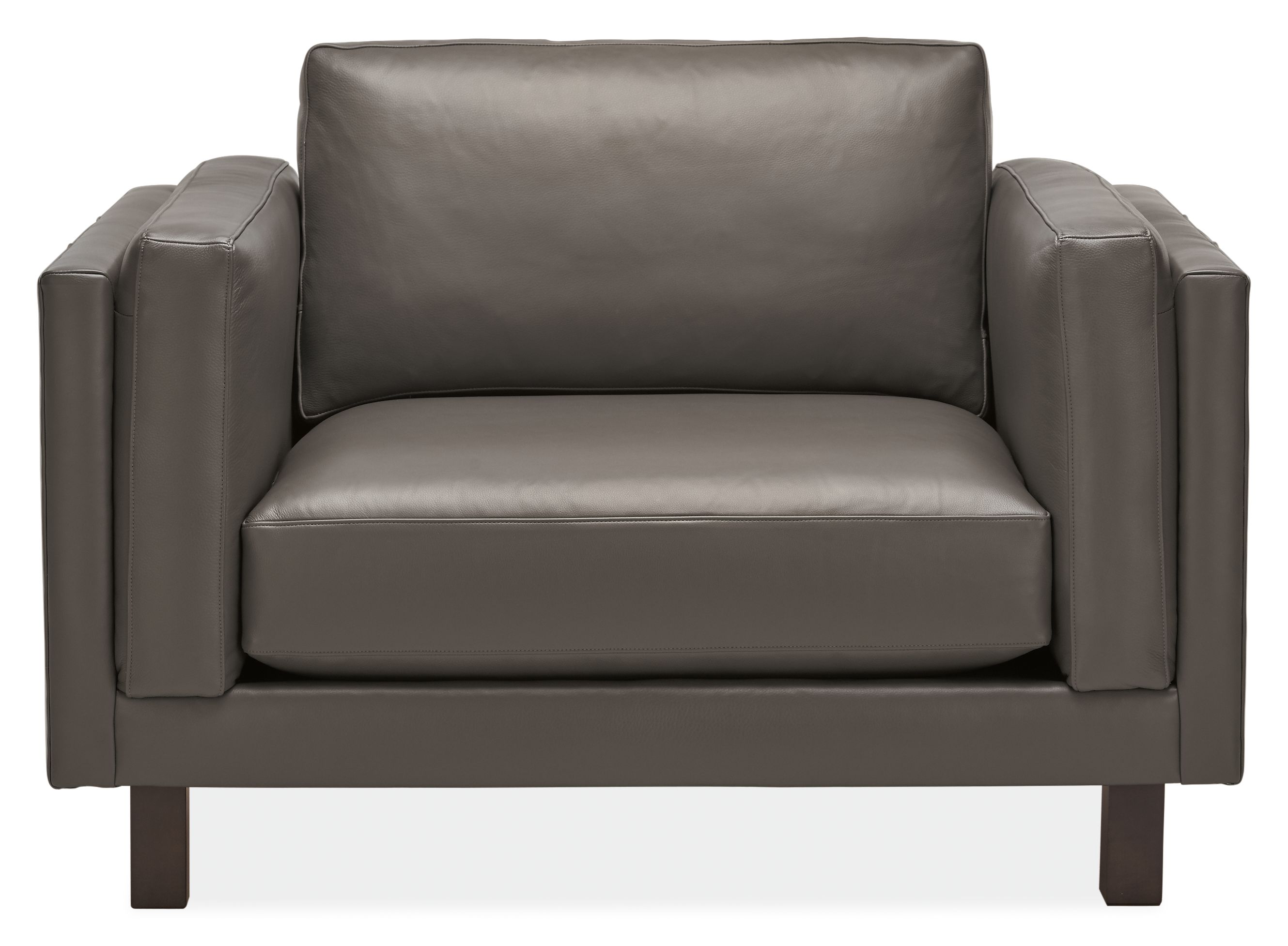 Front view of Cade Chair and a Half in Urbino Leather.