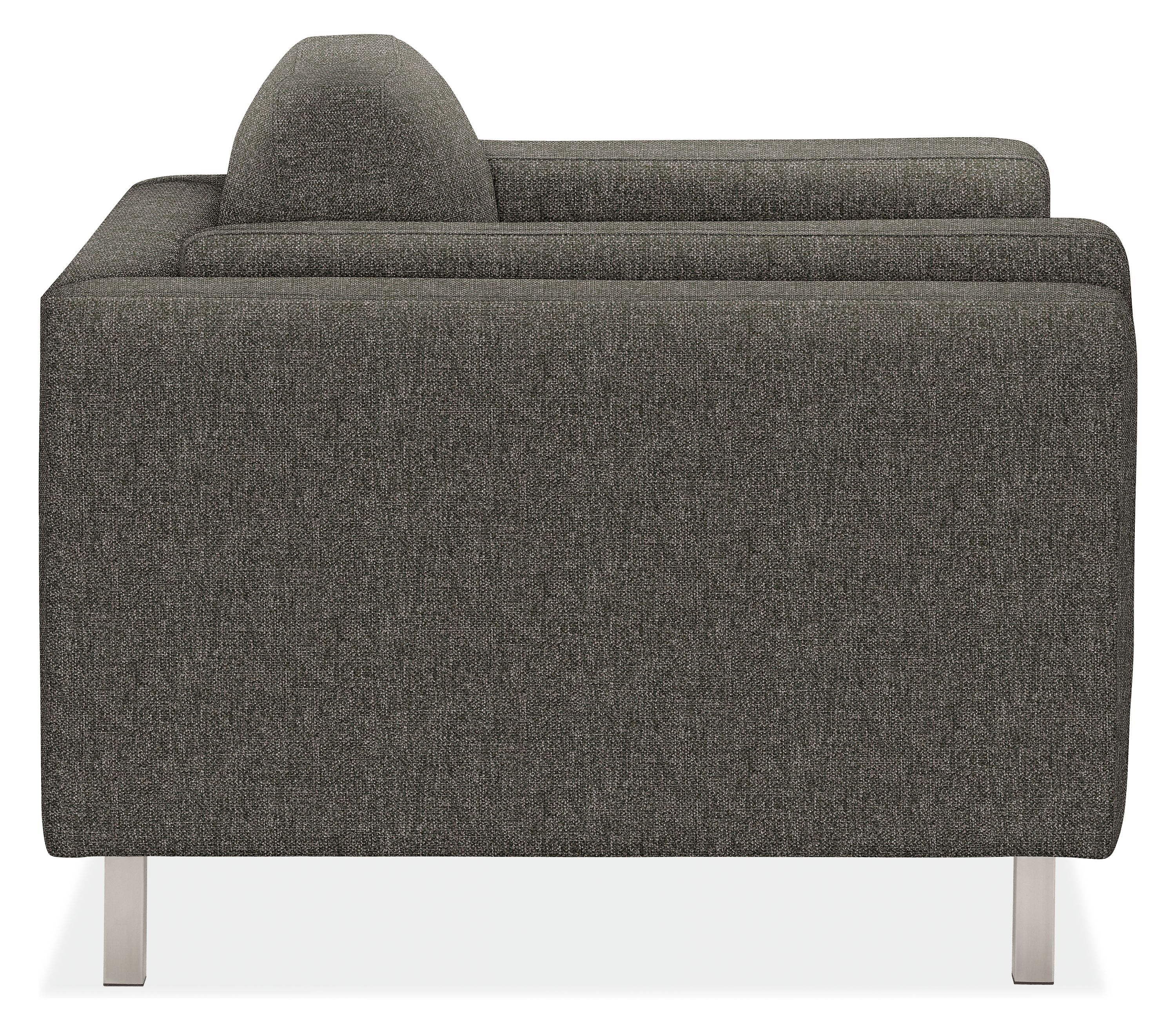 Side view of Cade Chair in Tepic Charcoal.