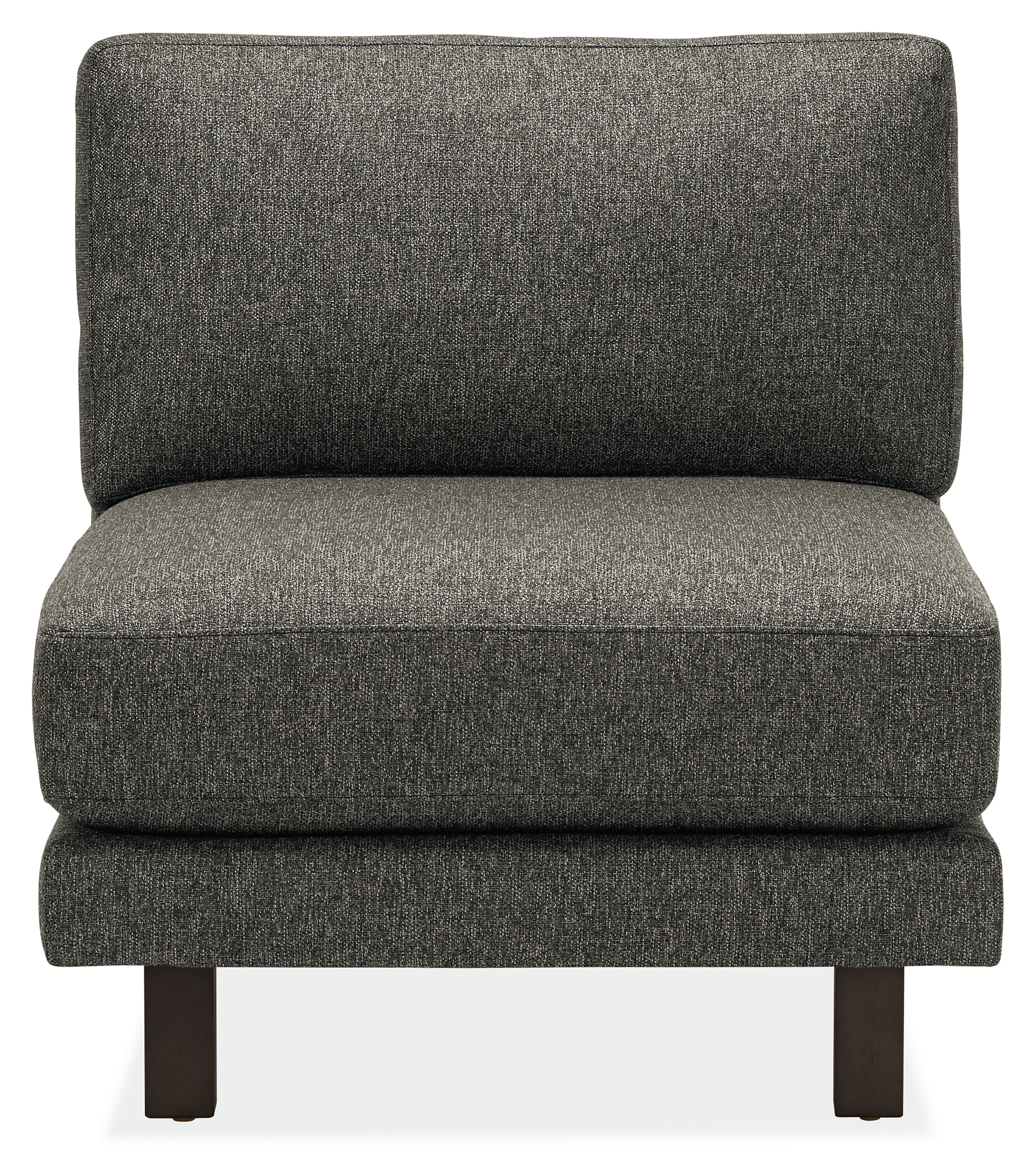 Front view of Cade Armless Chair in Tepic Fabric.