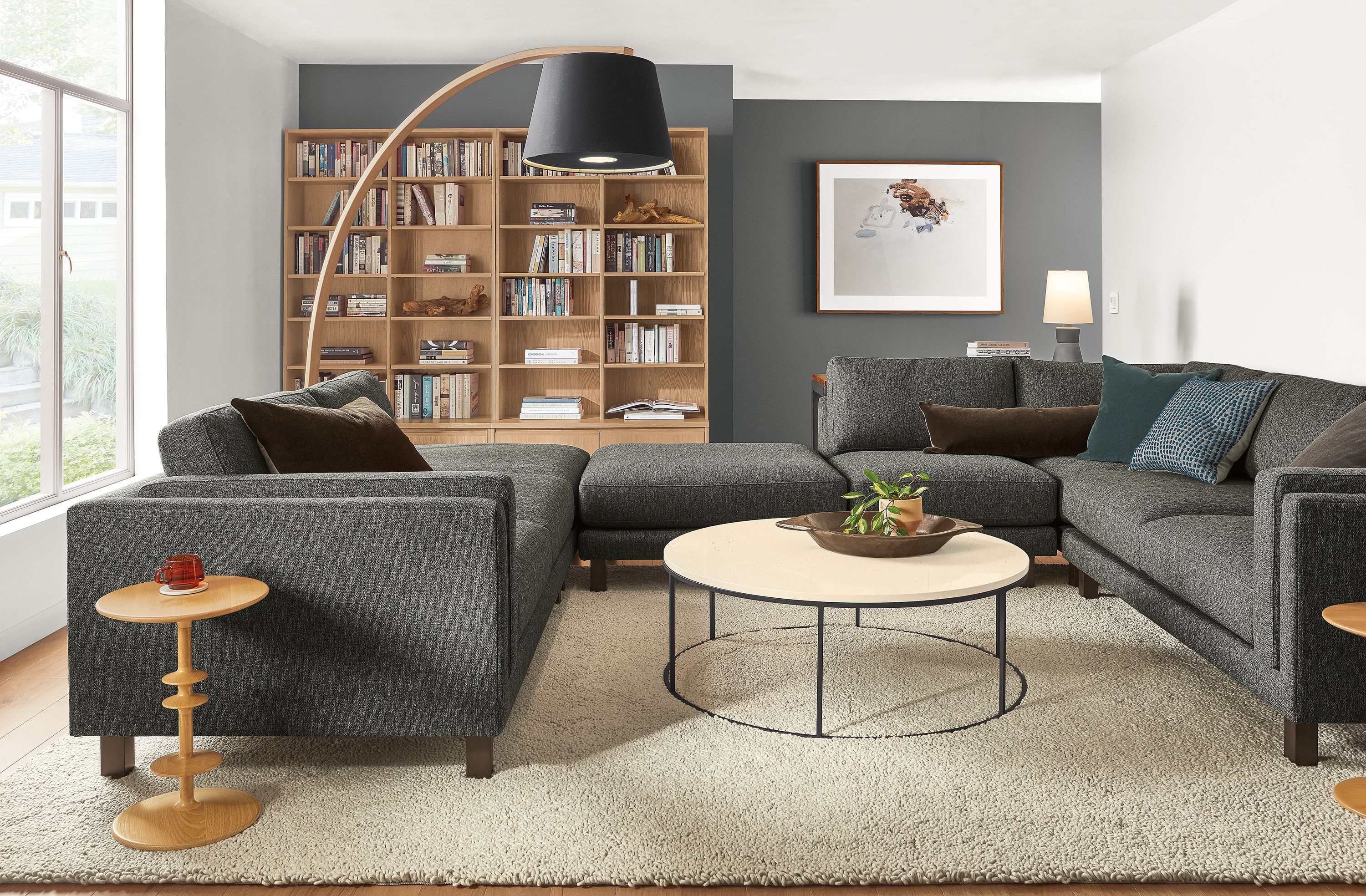 151x112" six-piece u-shaped sectional in Tepic charcoal fabric
