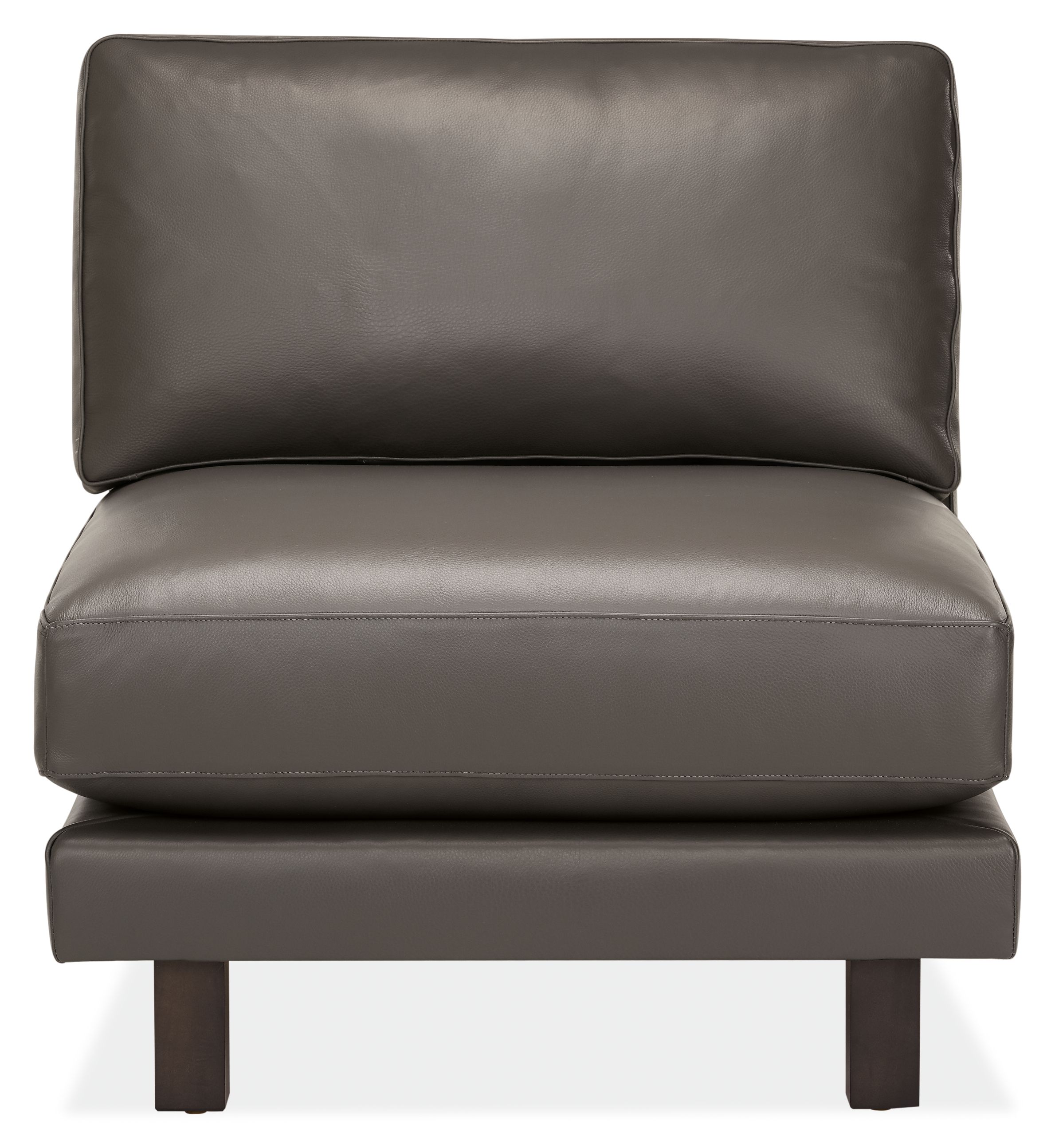 Front view of Cade Armless Chair in Urbino Leather.