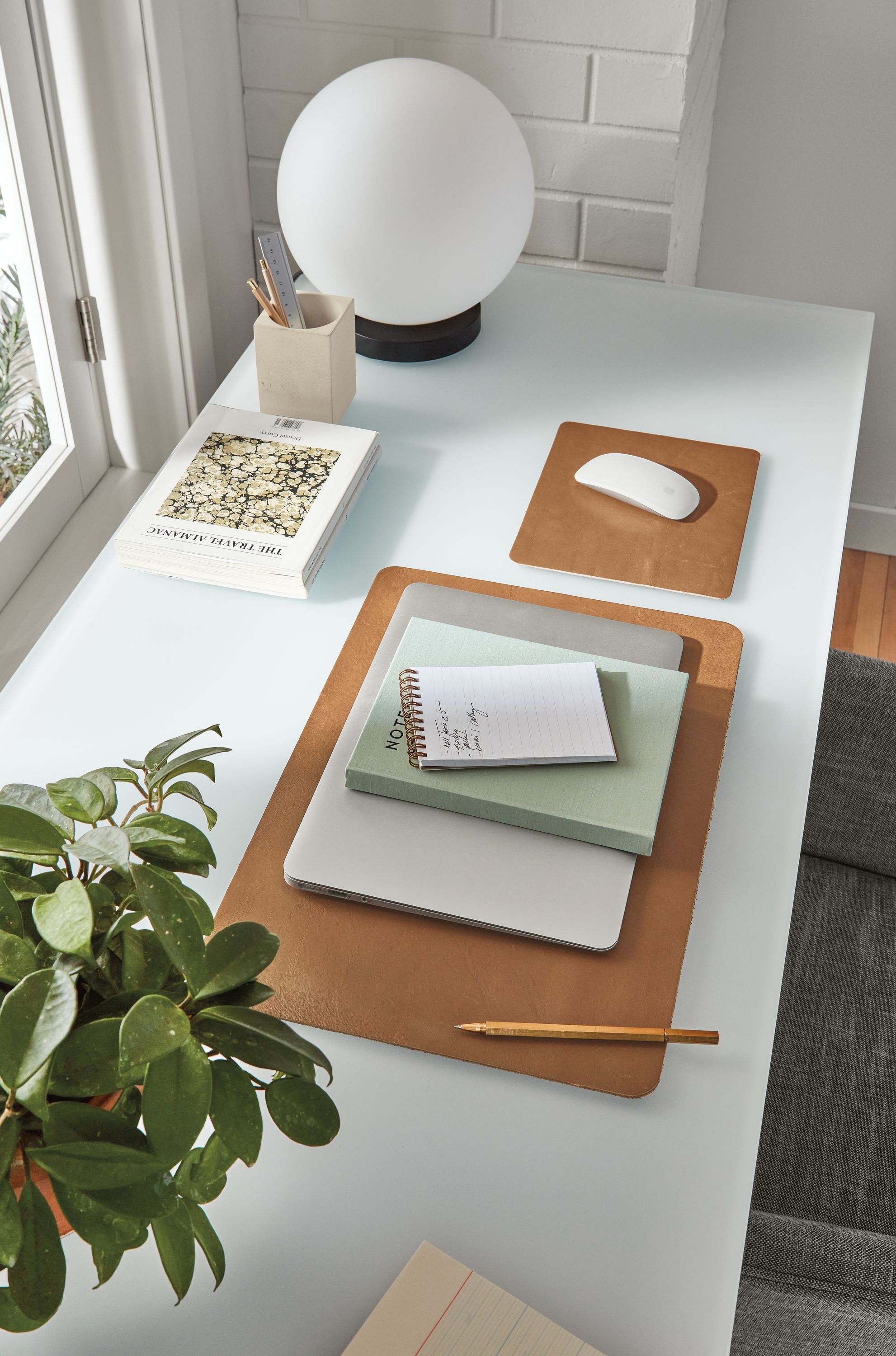 Room & Board | Modern Callahan Leather Deskmat in Cognac Brown