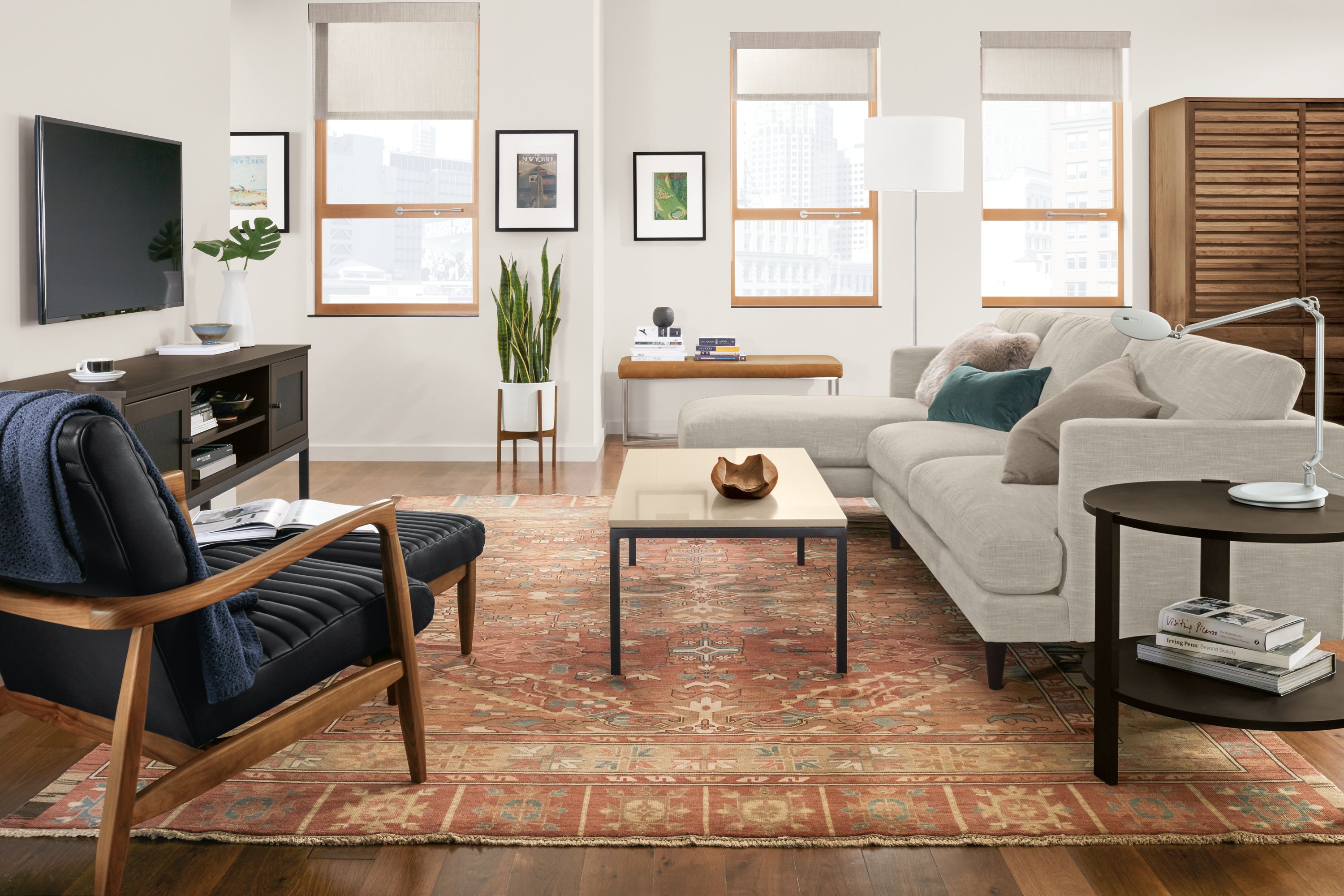 Room & Board | Modern Parsons Coffee Table w/ 1.5 Leg in Black | Marbled Black Ceramic Top