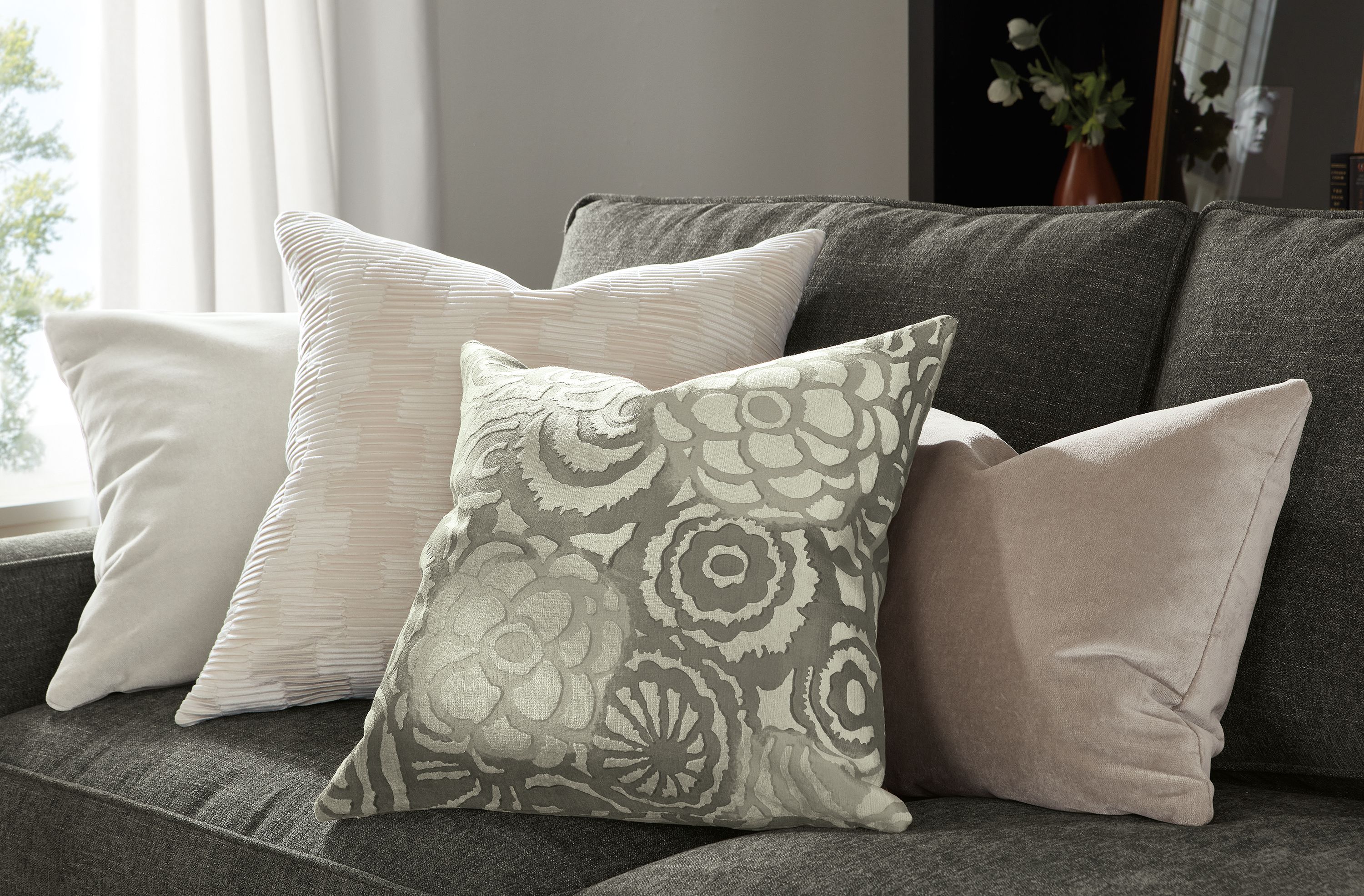 Gray hotsell velvet pillows