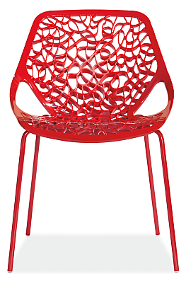 Front view of Caprice Side Chair in Red with Red Legs.