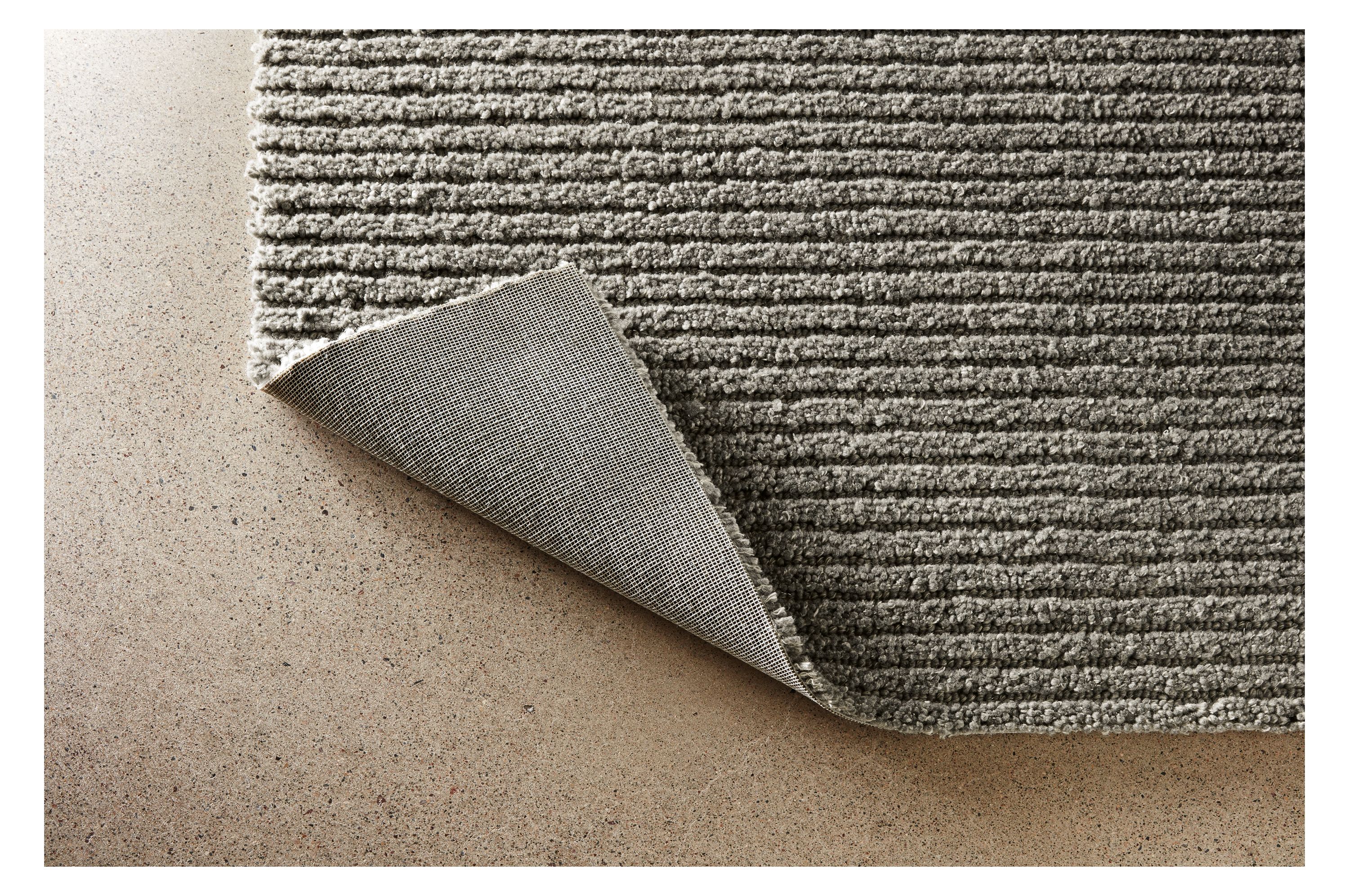 Detail of Arden Ribbed Rug in Grey.