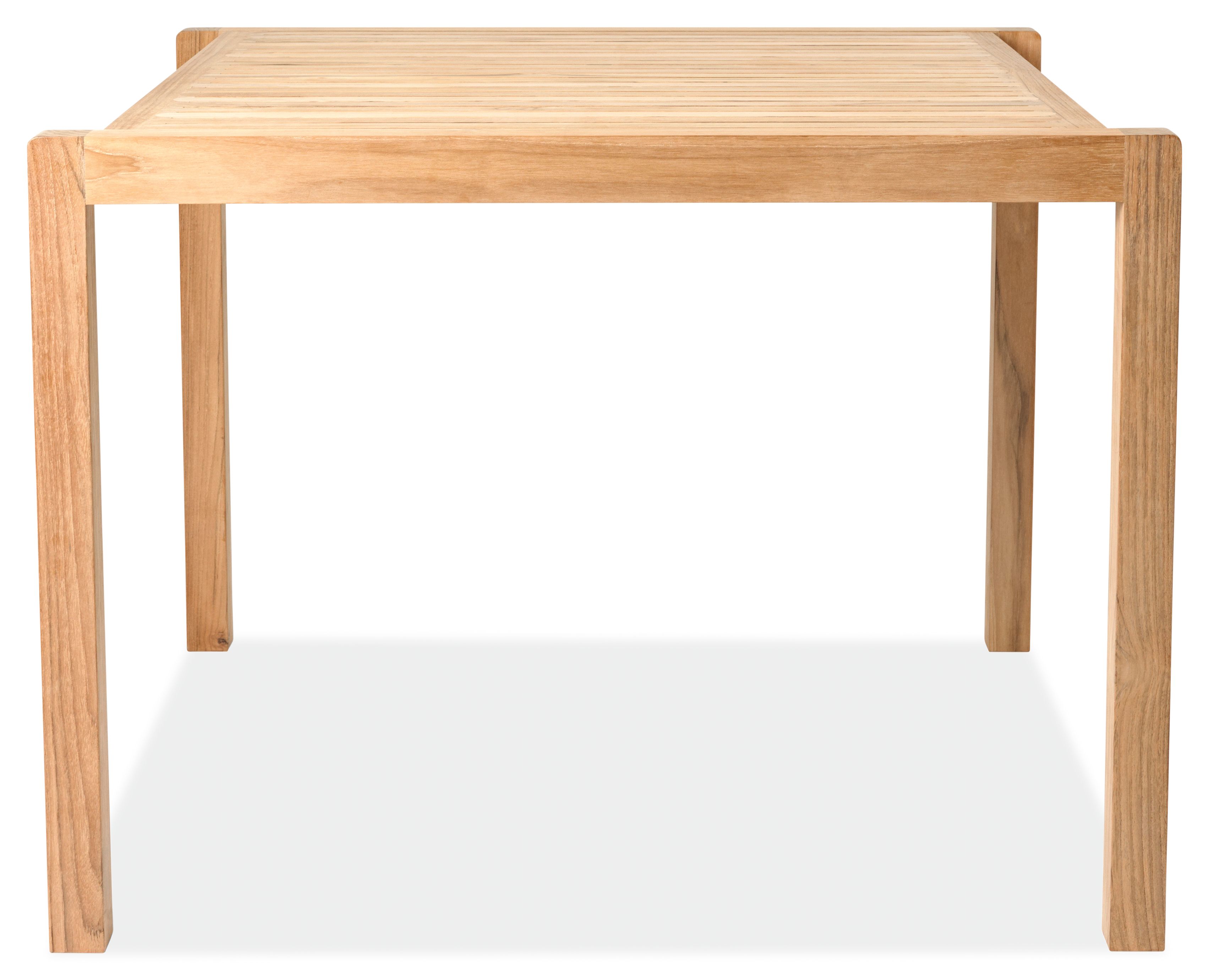 Side view of Carl Hansen Alfred Homann Outdoor 39w 39.5d 29h Table in Teak.