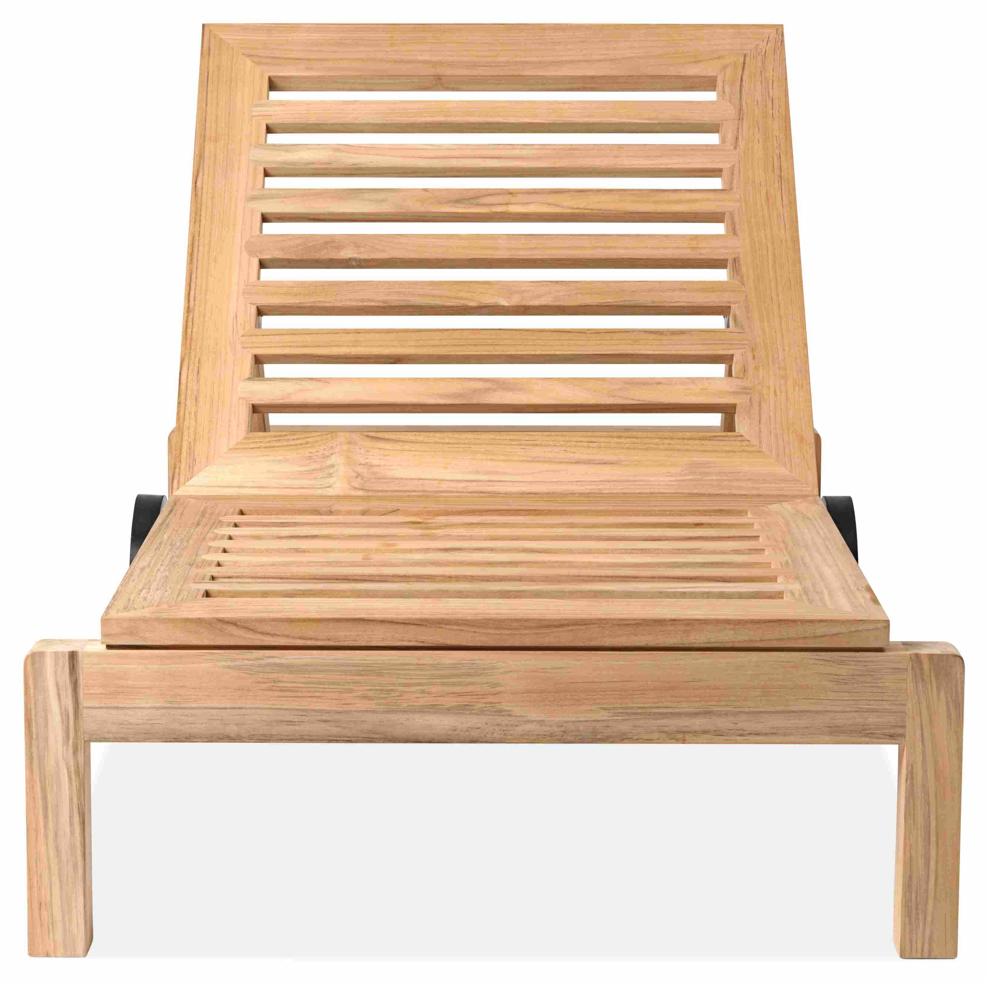 Front view of Carl Hansen Alfred Homann Outdoor Chaise in Teak.