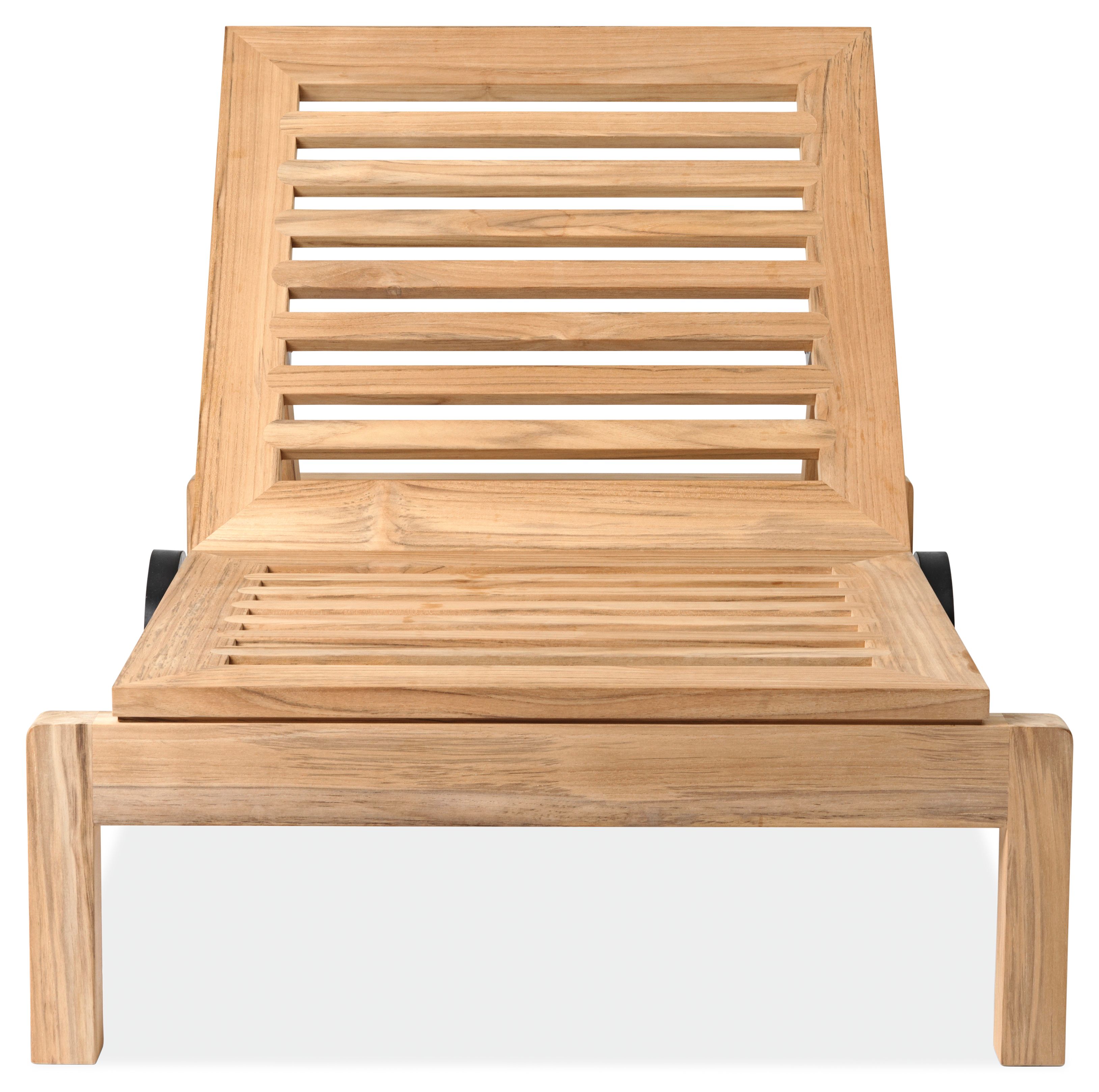 Front view of Carl Hansen Alfred Homann Outdoor Chaise in Teak.