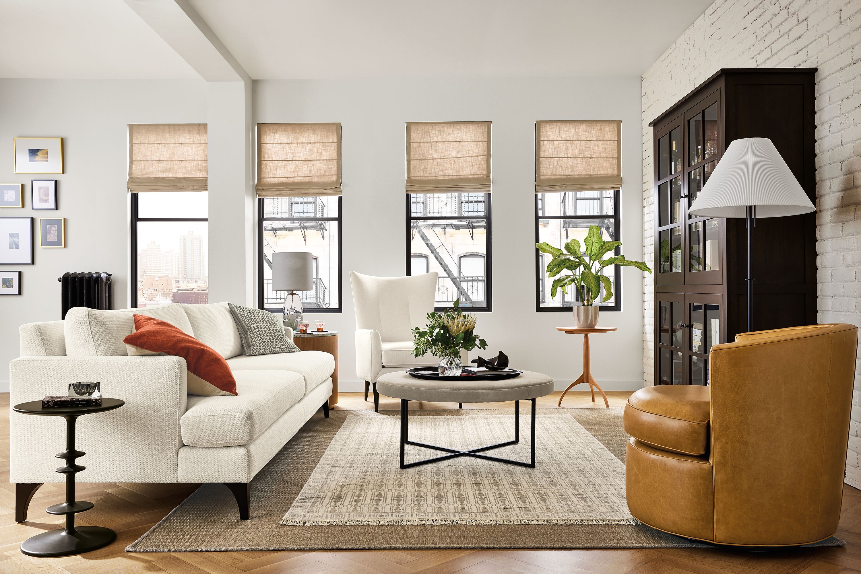 86" two-cushion sofa in Orla white fabric