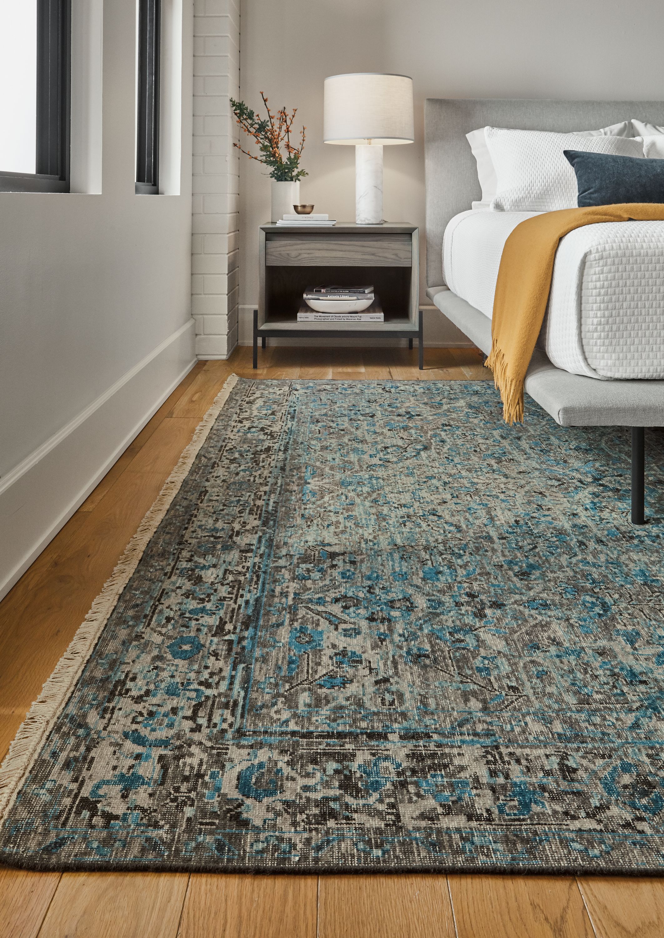 Detail of Caspian rug in ocean.