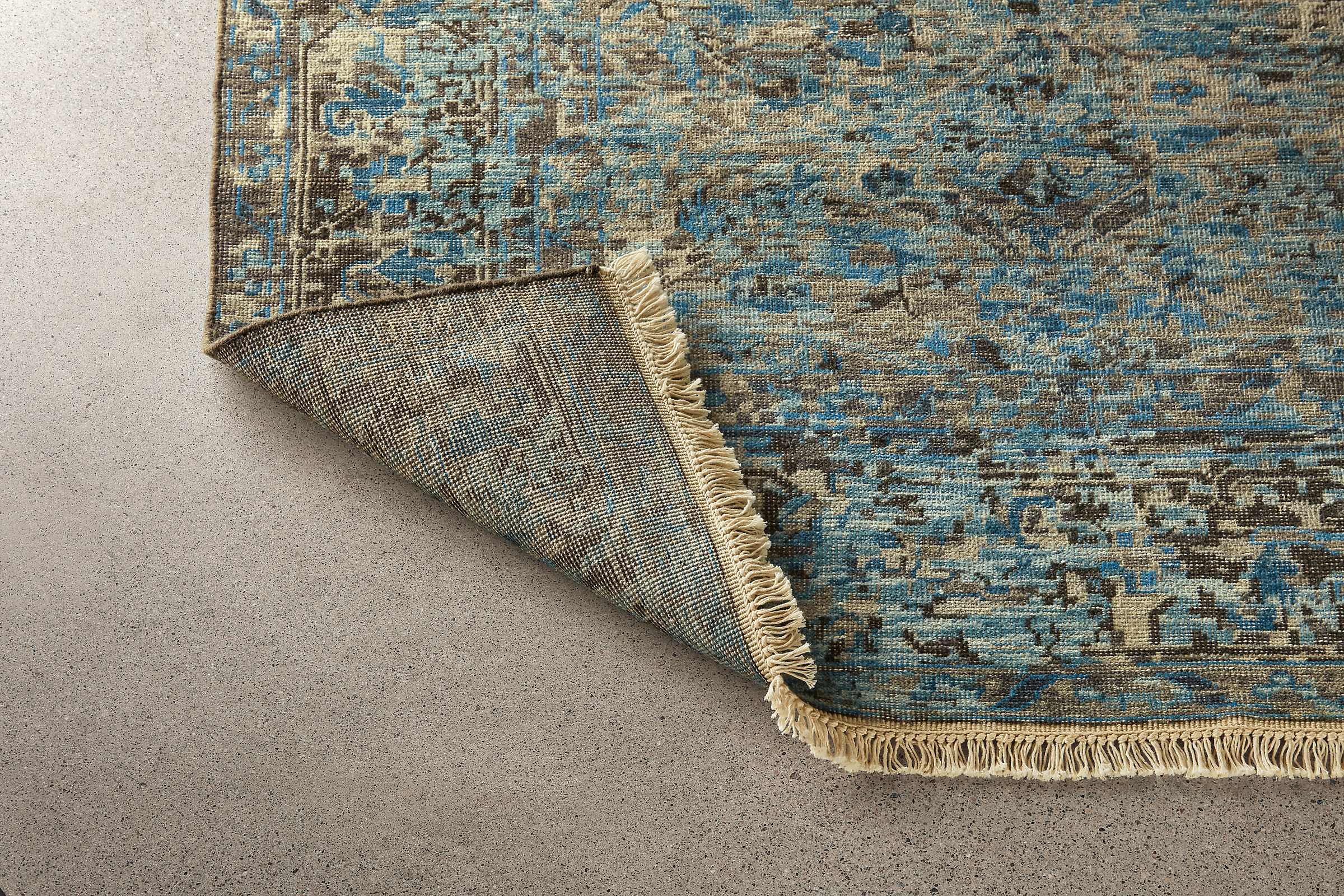 Detail of Caspian 8x10 blue rug.