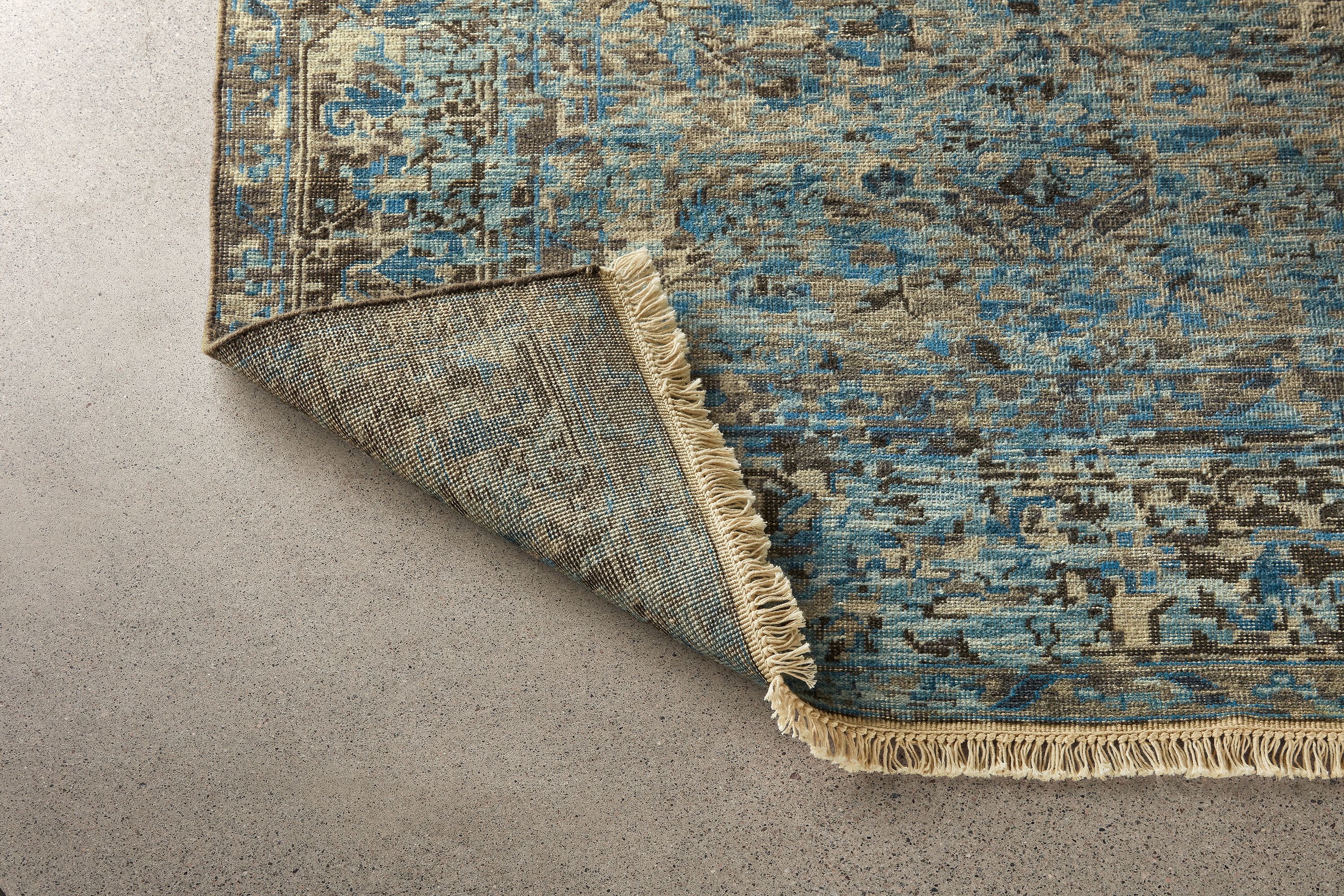 Detail of Caspian 8x10 blue rug.