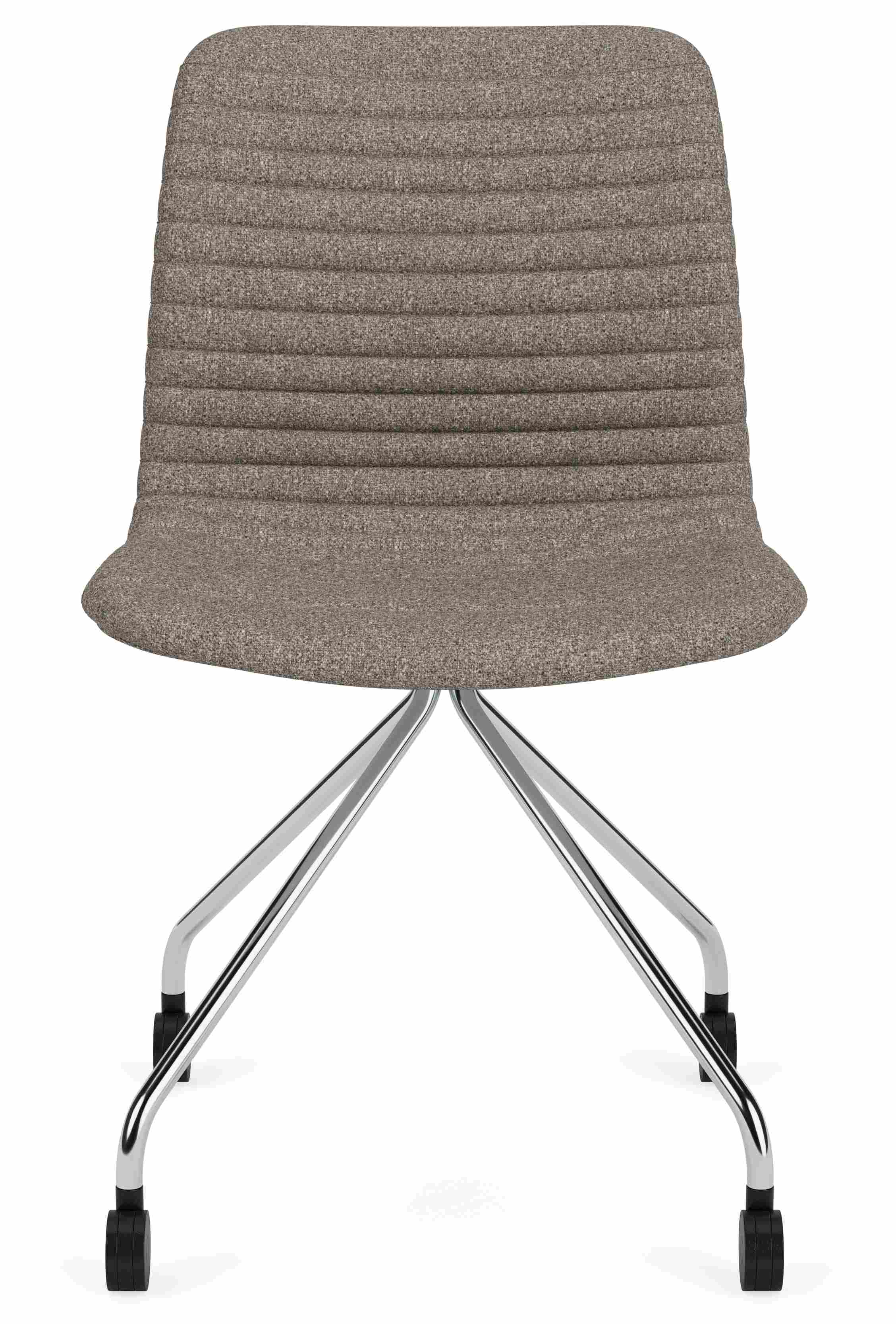 Front view of Cato Office Chair in Zavin Stone Fabric and Chrome.