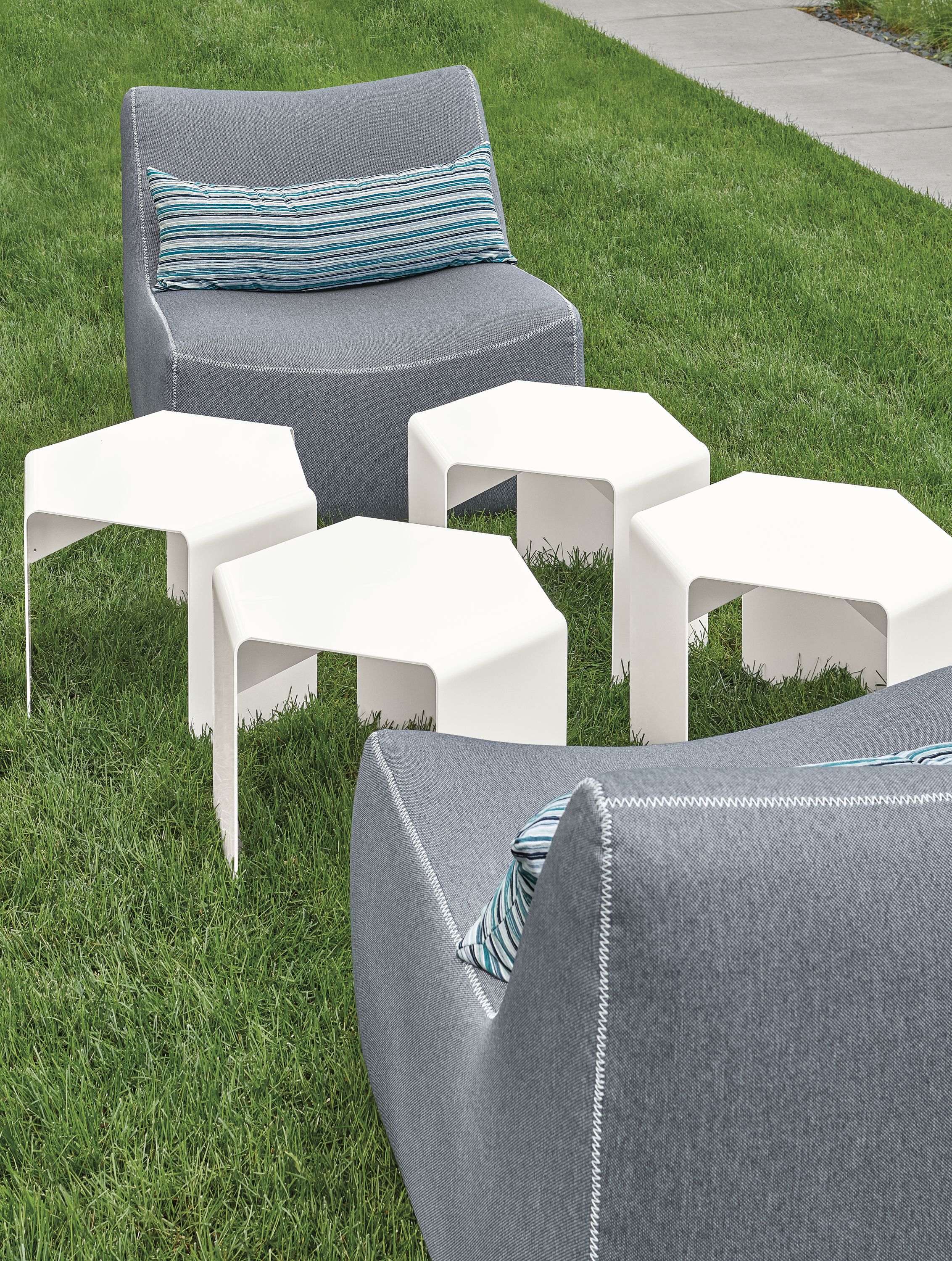 Four tables in white