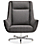 Front view of Charles Swivel Chair in Flint Fabric with Aluminum Base.