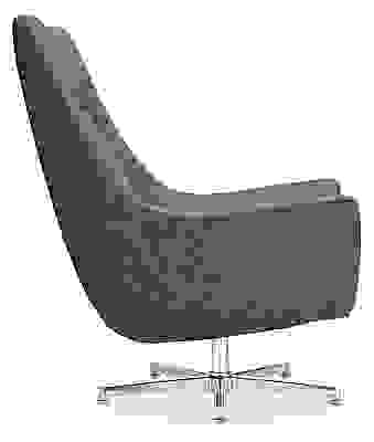 Side view of Charles Swivel Chair in Flint Fabric with Aluminum Base.