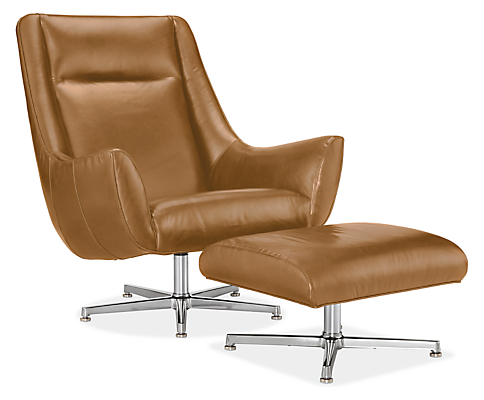 Charles Leather Swivel Chair Ottoman, Room And Board Leather Chair