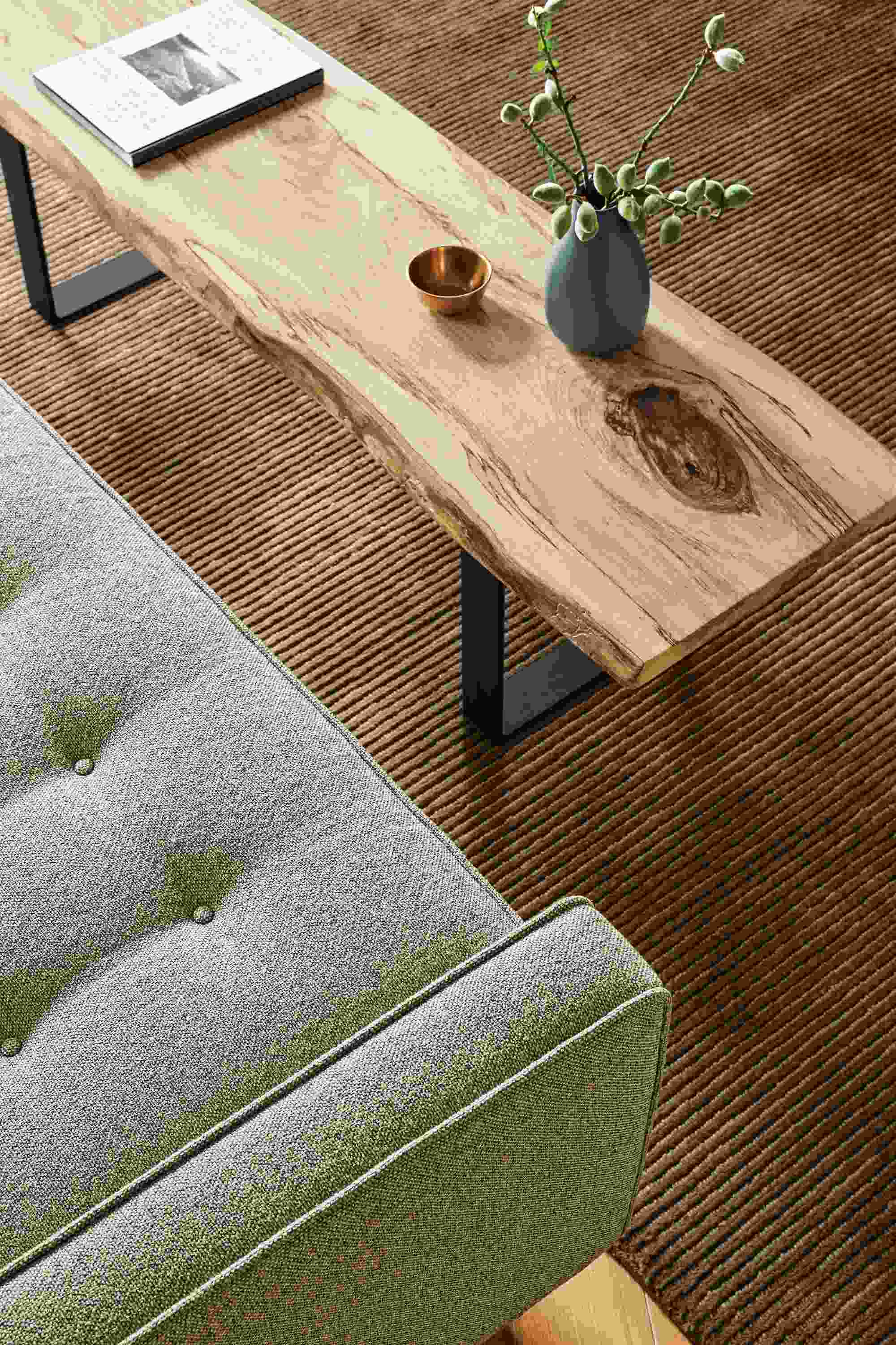 Detail view of Chilton bench in spalted sugarberry.