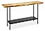 Angled view of Chilton 54-wide 29h Console Table in Sugarberry with Natural Steel Base.