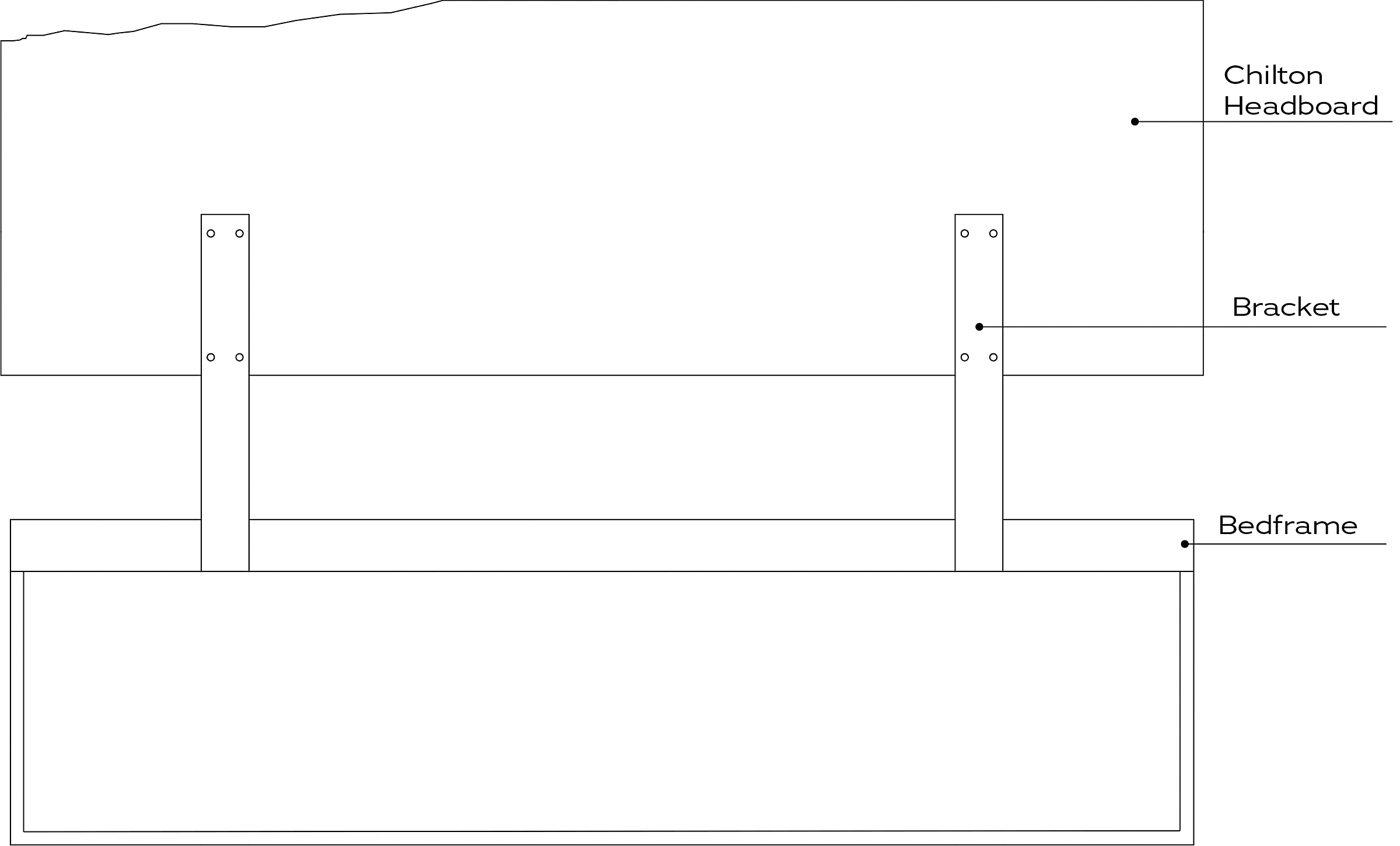 Line drawing of Chilton headboard.
