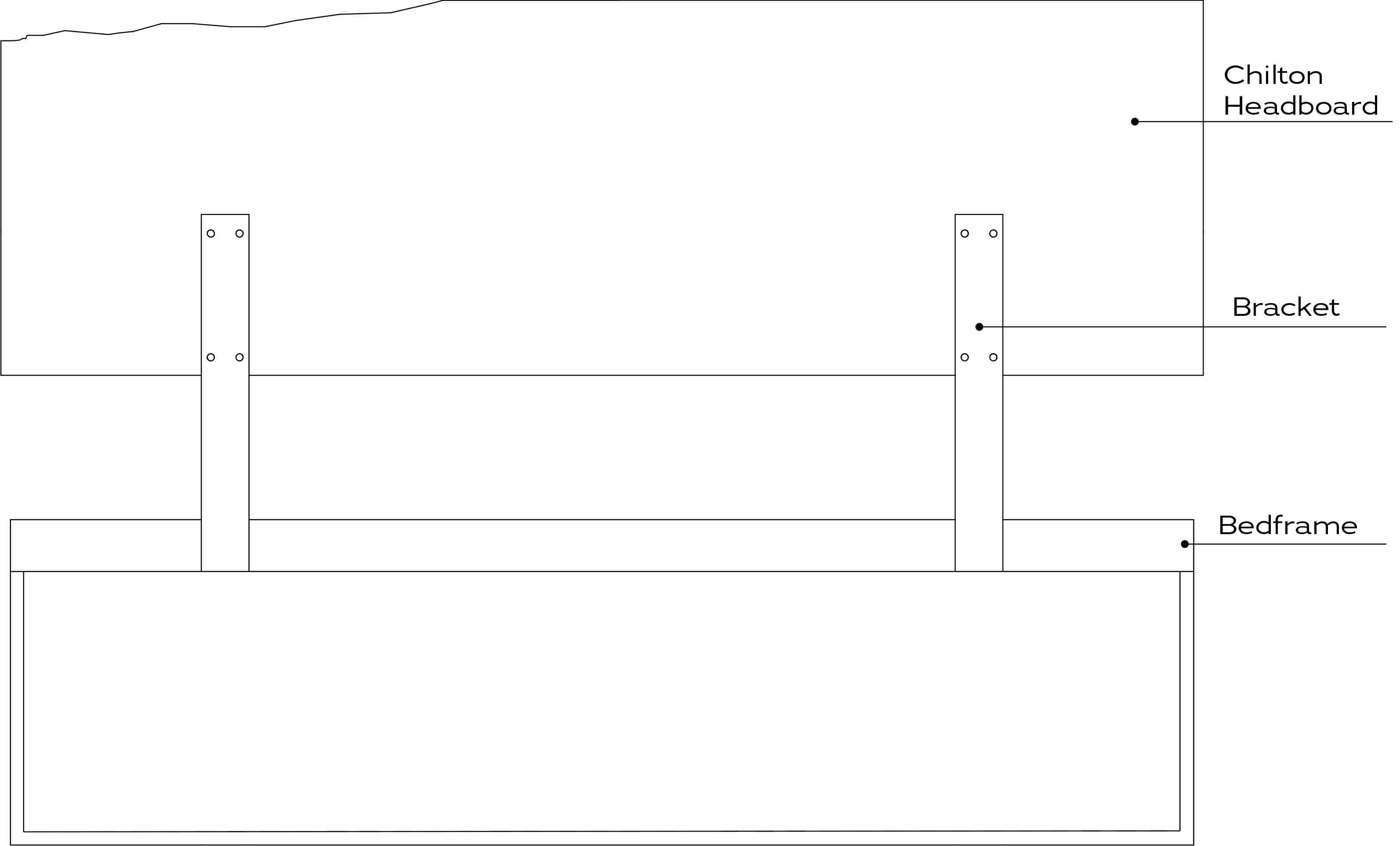 Line drawing of Chilton headboard.