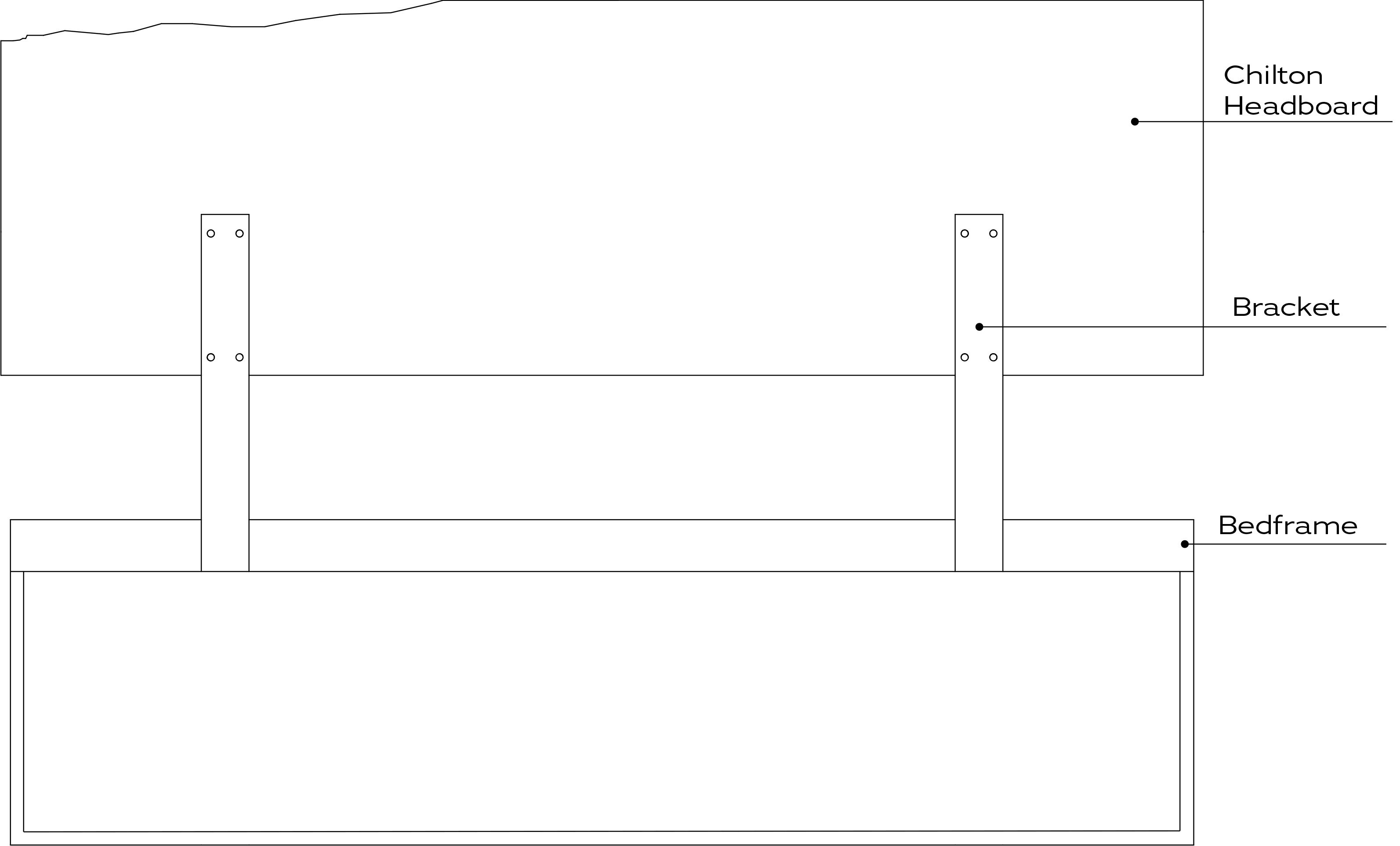Line drawing of Chilton headboard.