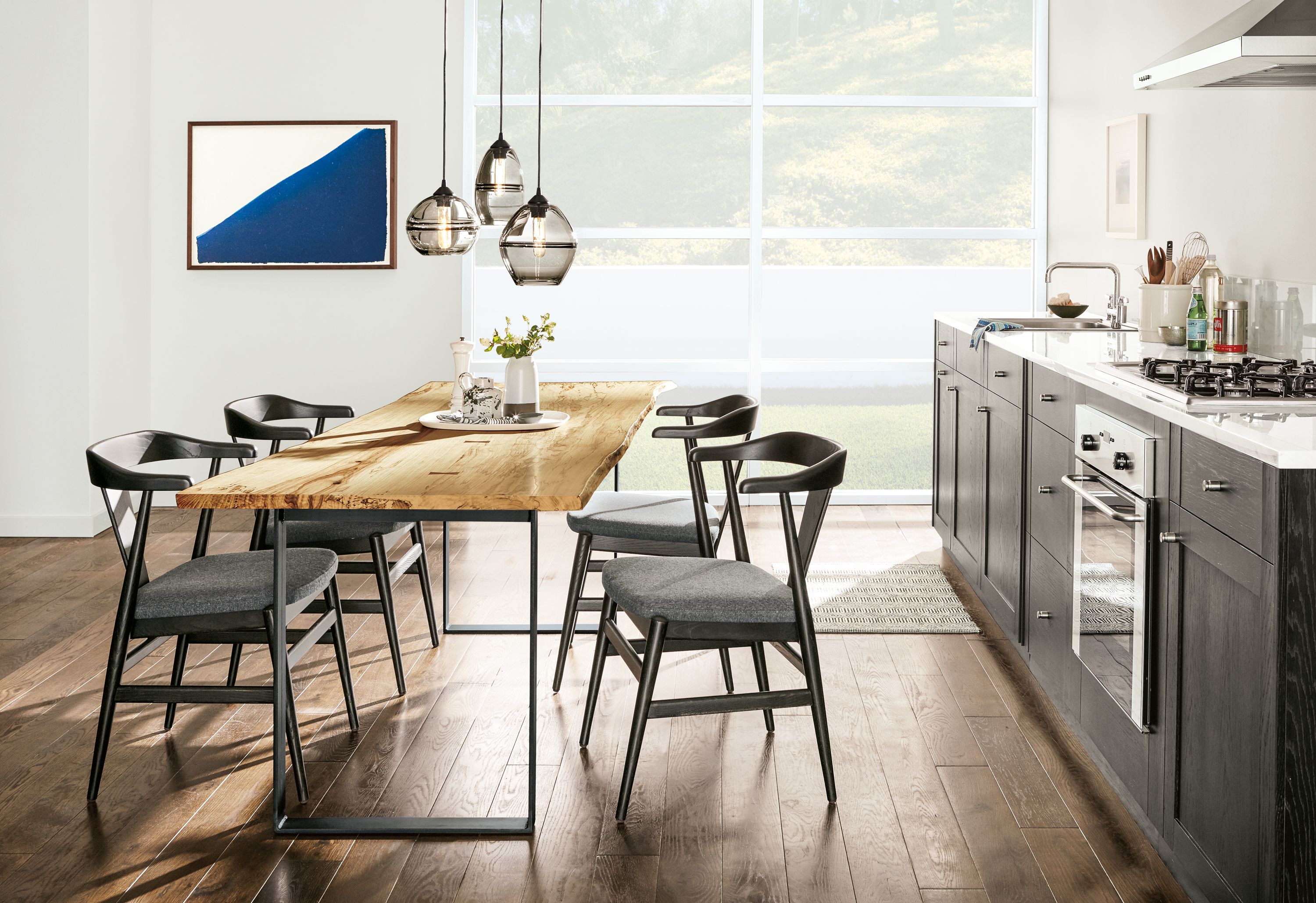 Detail of Chilton dining table in kitchen.