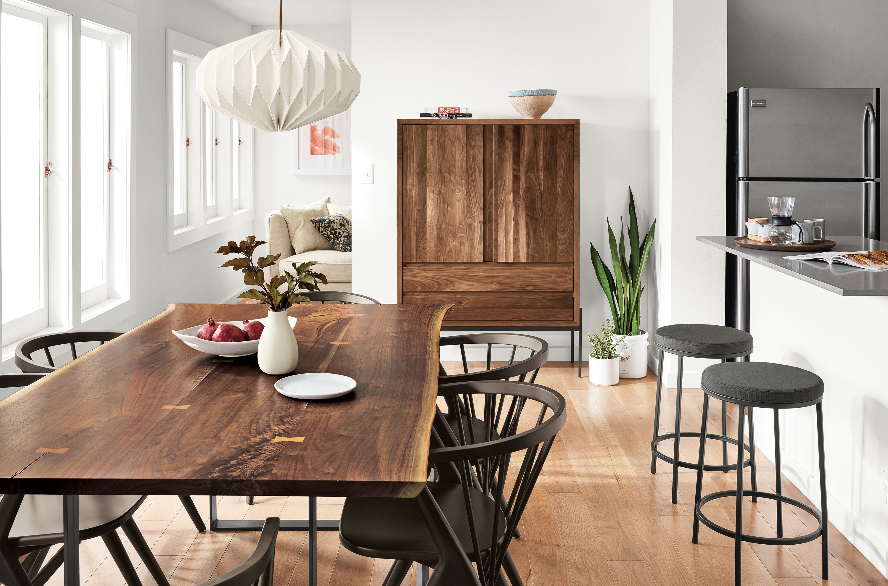 Detail of Chilton dining table in large kitchen.