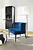 Living room with Chloe chair in vance indigo.