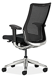 Back view of Choral Office Chair in Polished Aluminum with Black Mesh.