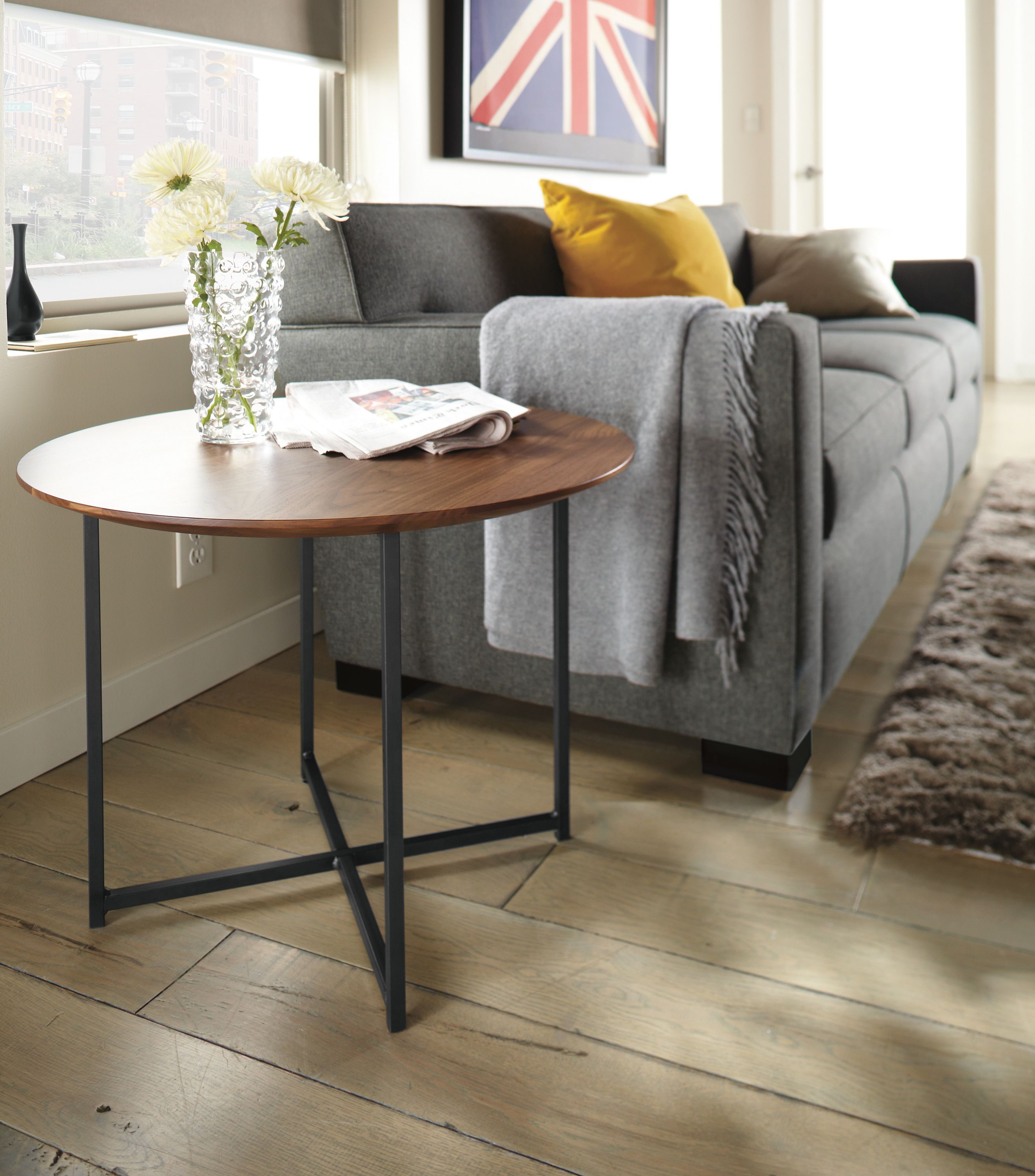 18 Silk Grey and Thermo Walnut Modern Side Table