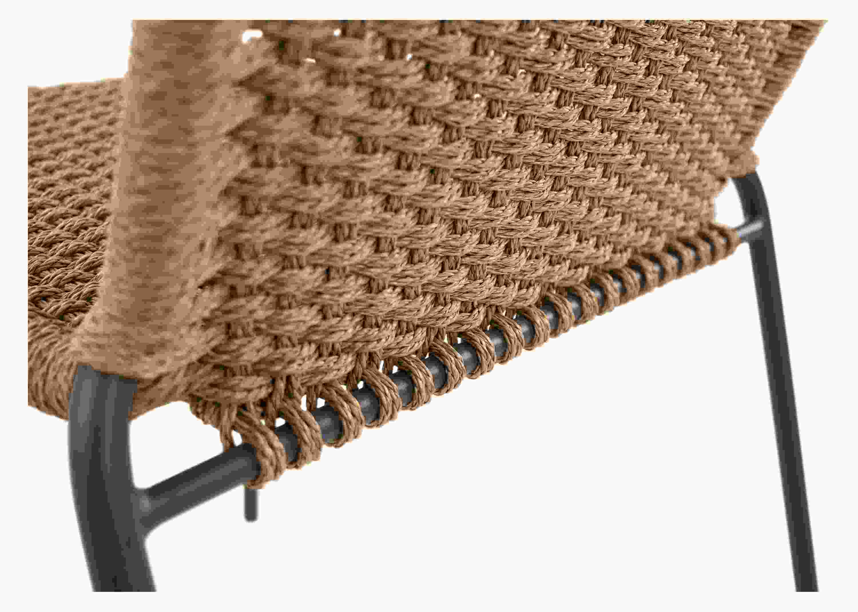 Detail of cording on back of Clea Outdoor Side Chair.