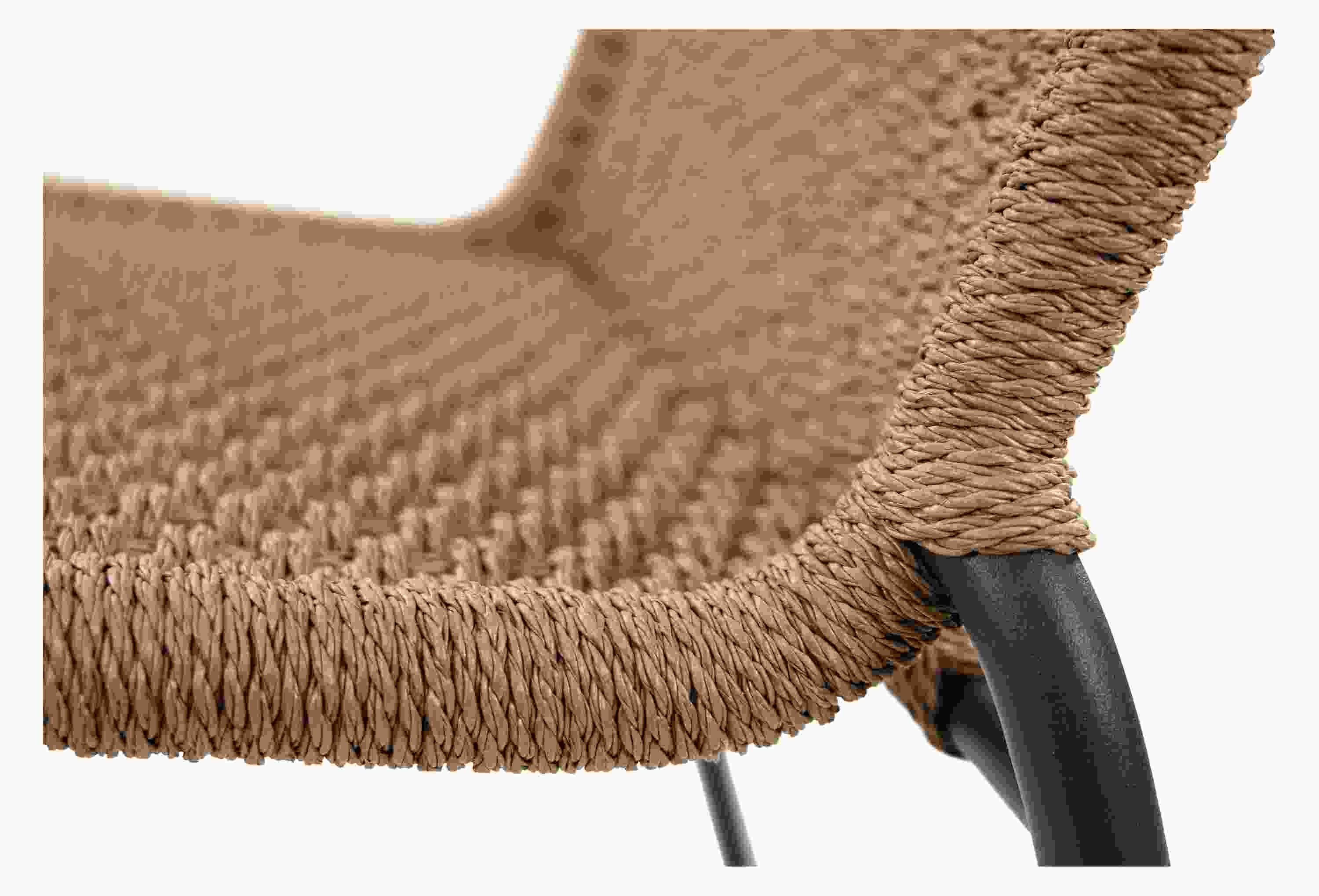 Side detail of cording on Clea Outdoor Side Chair in natural cording.