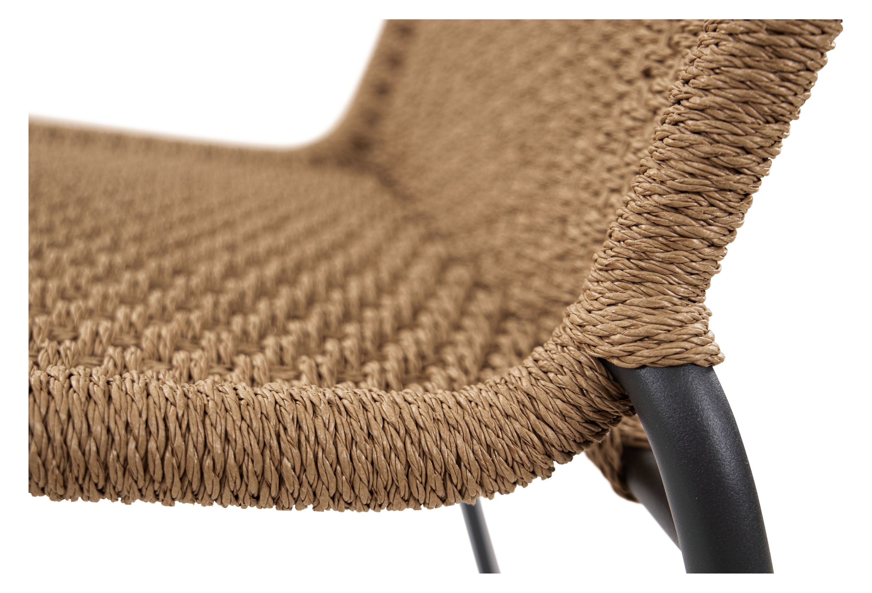 Side detail of cording on Clea Outdoor Side Chair in natural cording.