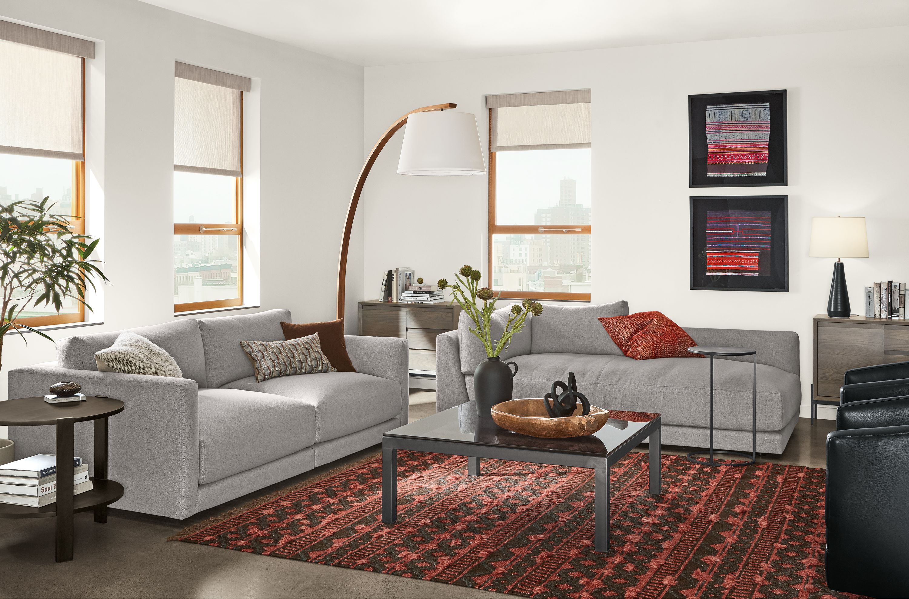 Deep 43" right-arm chaise in Hines graphite fabric