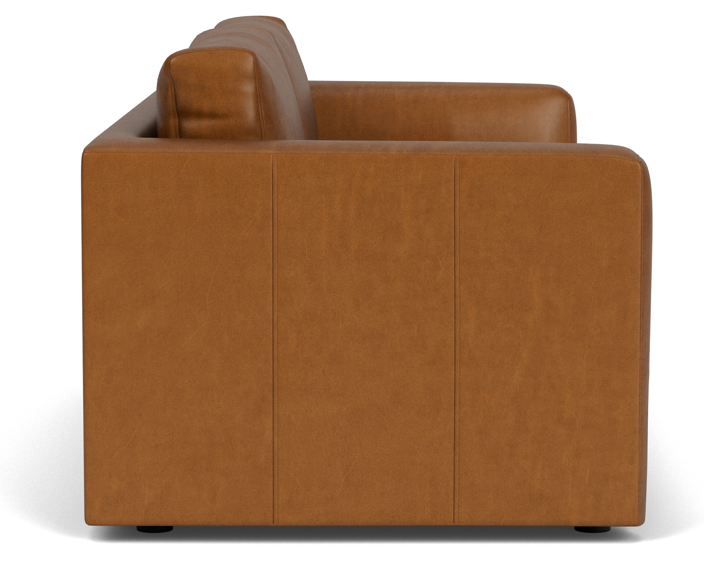 Side view of Clemens 74-wide Two-Piece Modular Sofa in Cyrus Pecan Leather.